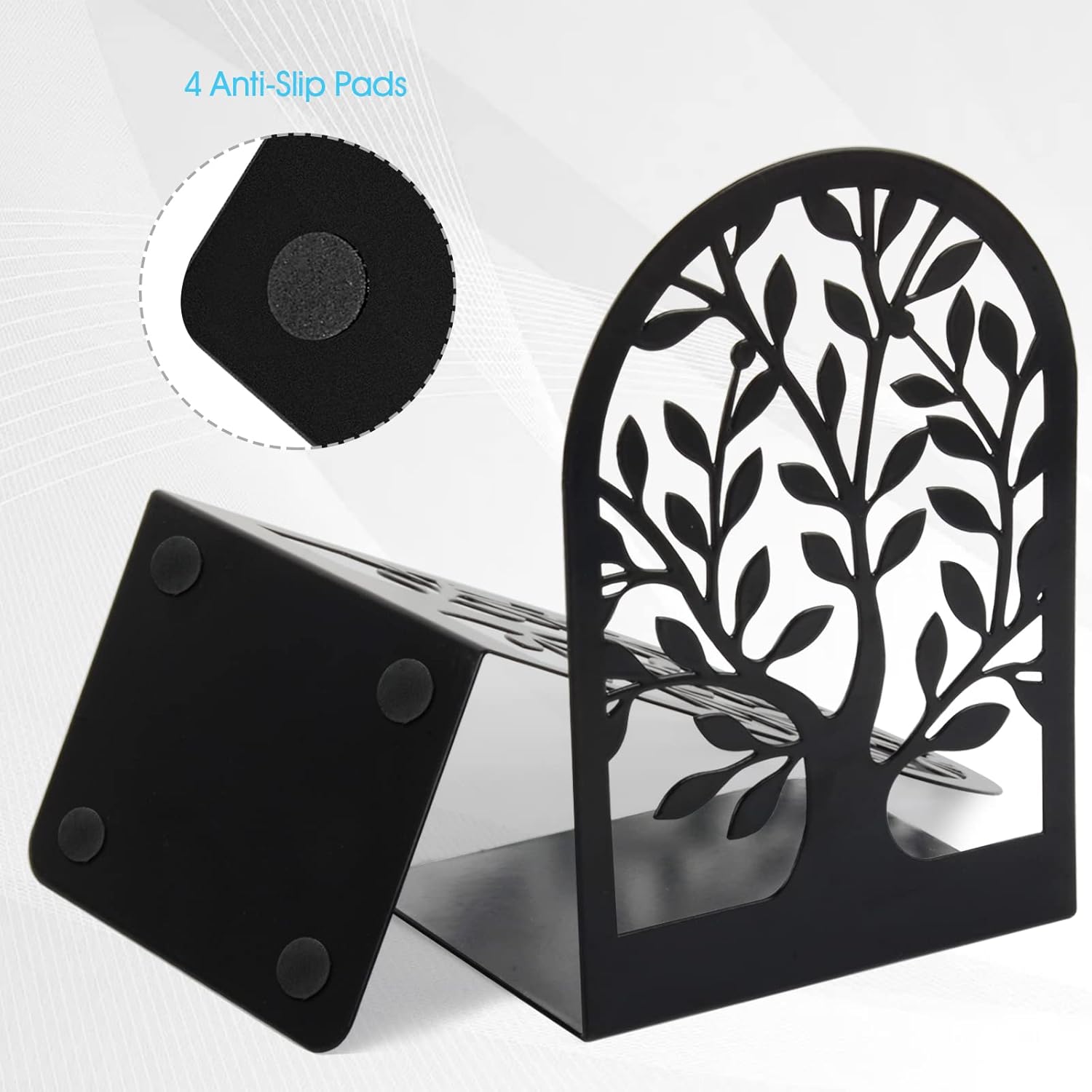 HappyHapi Book Ends Set 3 Pairs 6 Pcs L Shaped Metal
