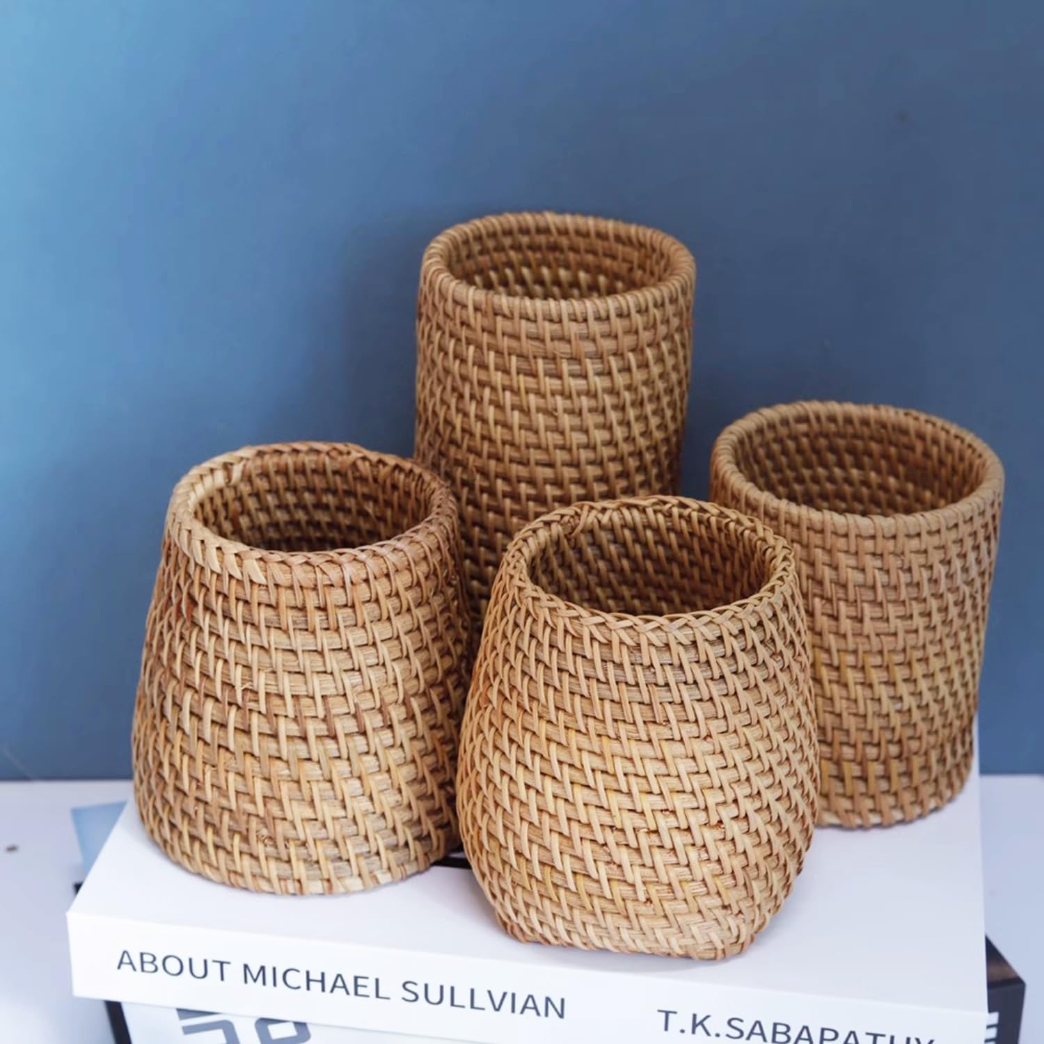 Handmade High Wall Rattan Pen Cup Holder