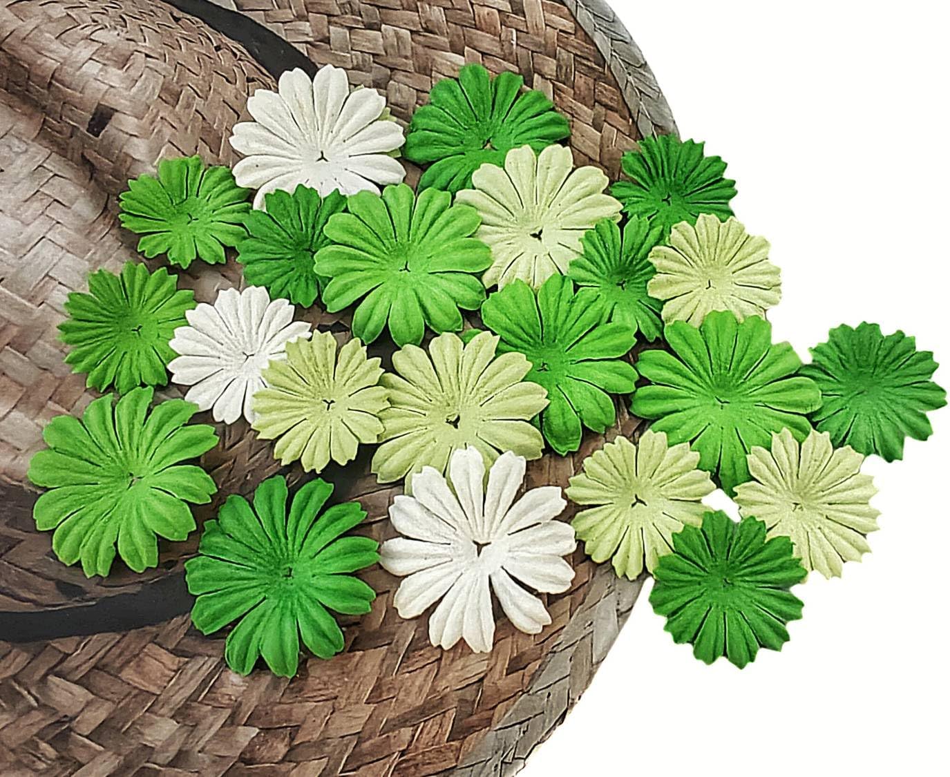 Daisy Petals Mulberry Paper Flowers Handmade for DIY Crafts Supplies