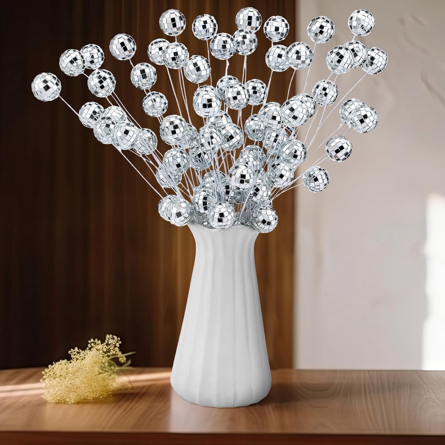 Knitgrip 20 Pcs Silver Glitter Disco Stems