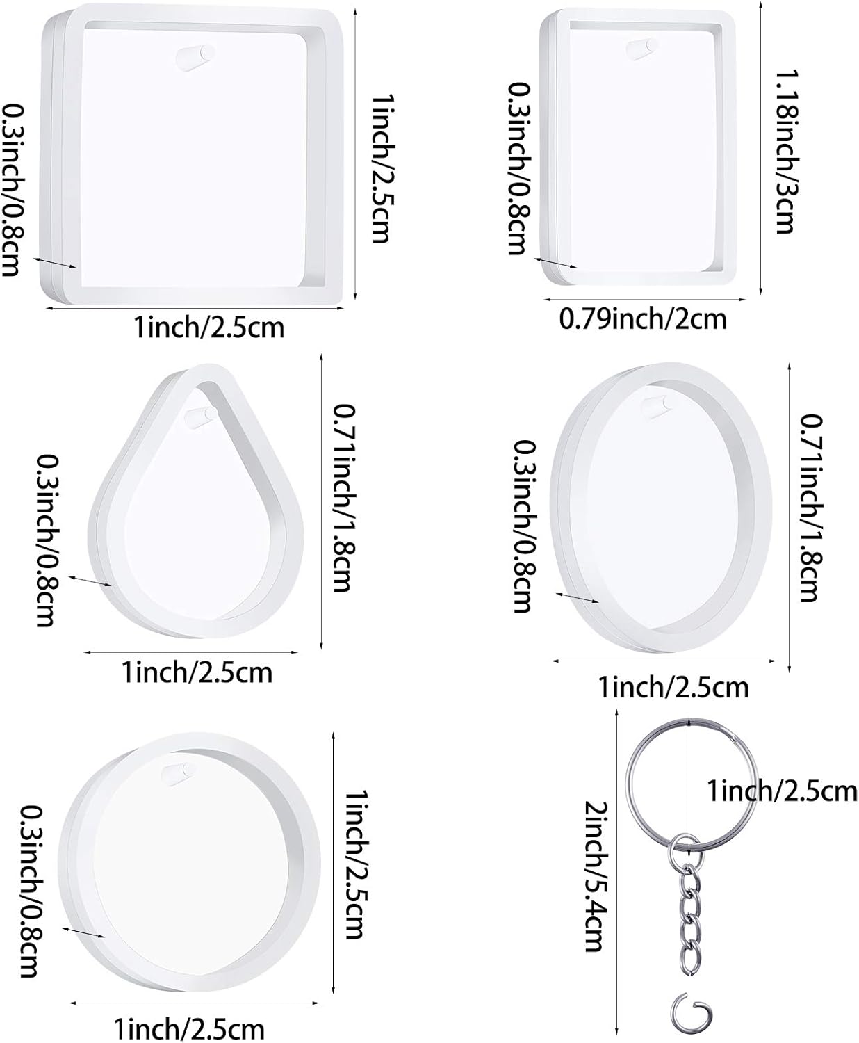 WILLBOND 67 Piece Resin Keychain Mold Set