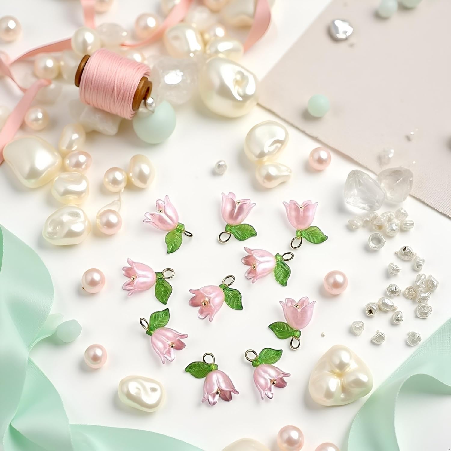 10 Pcs Pearl Bell Orchid Pendant Beads