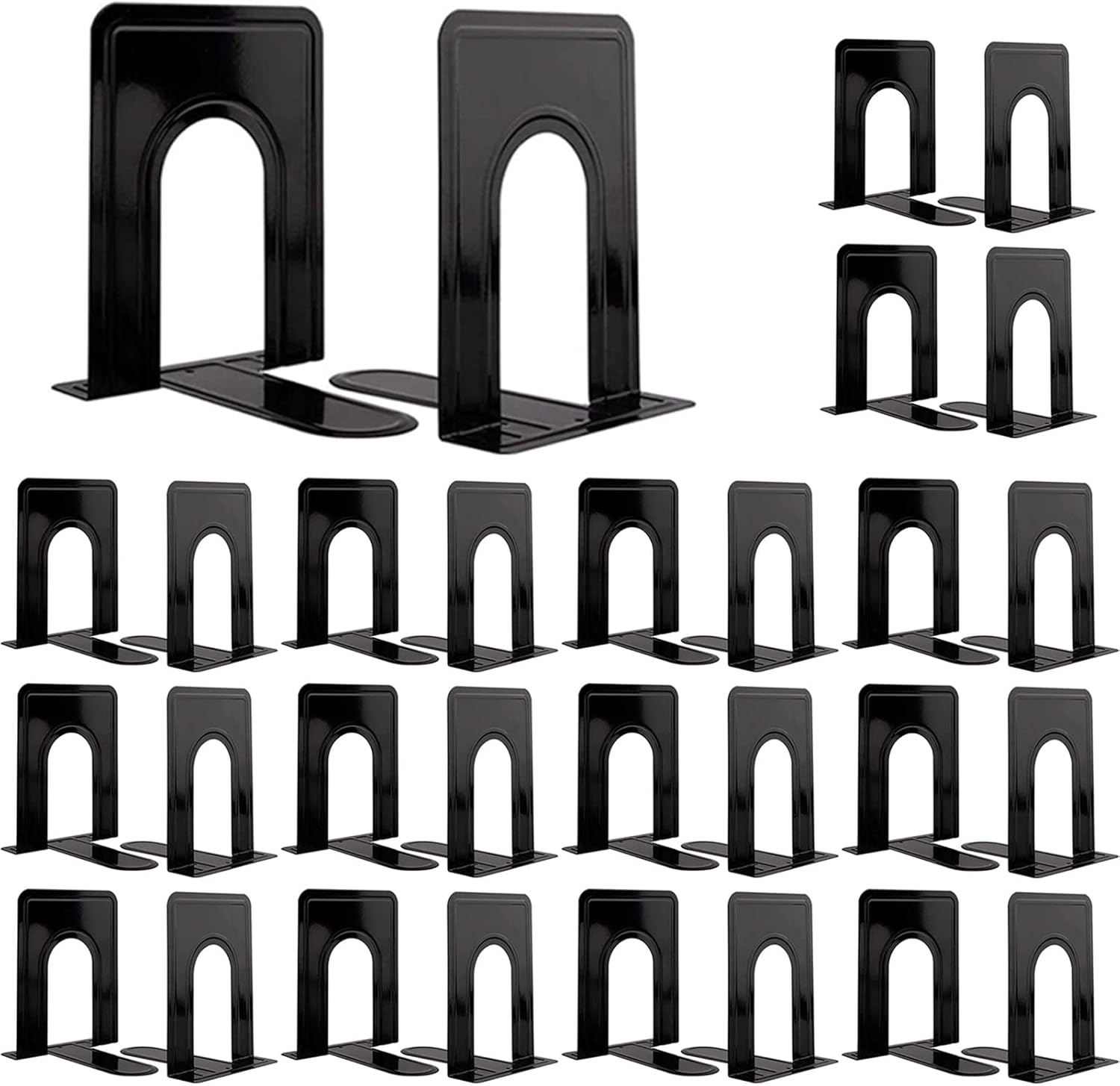 30 Pcs Black Metal Book Ends Heavy Duty