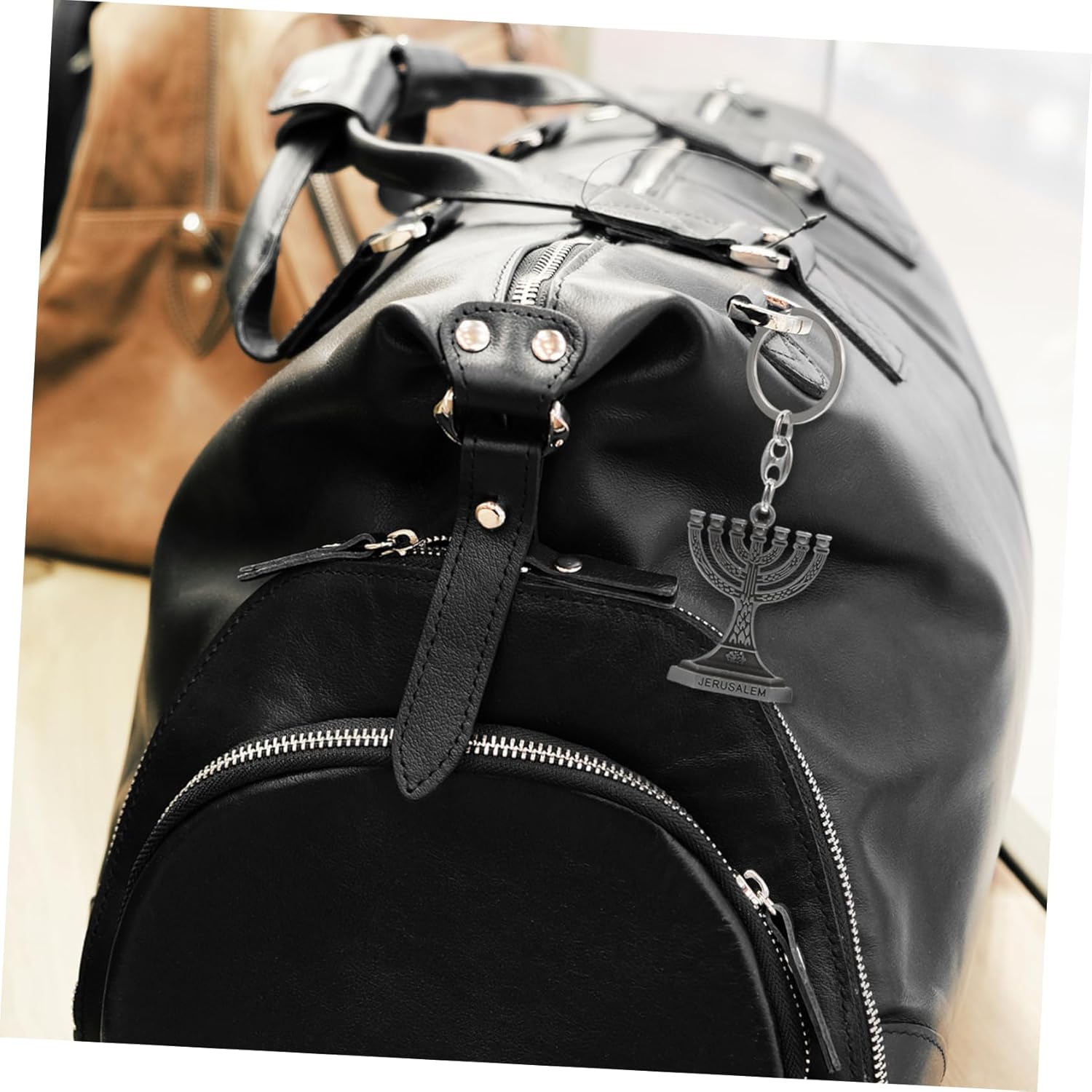 VOSAREA 4PCS Stainless Steel Menorah Keychain Pendant