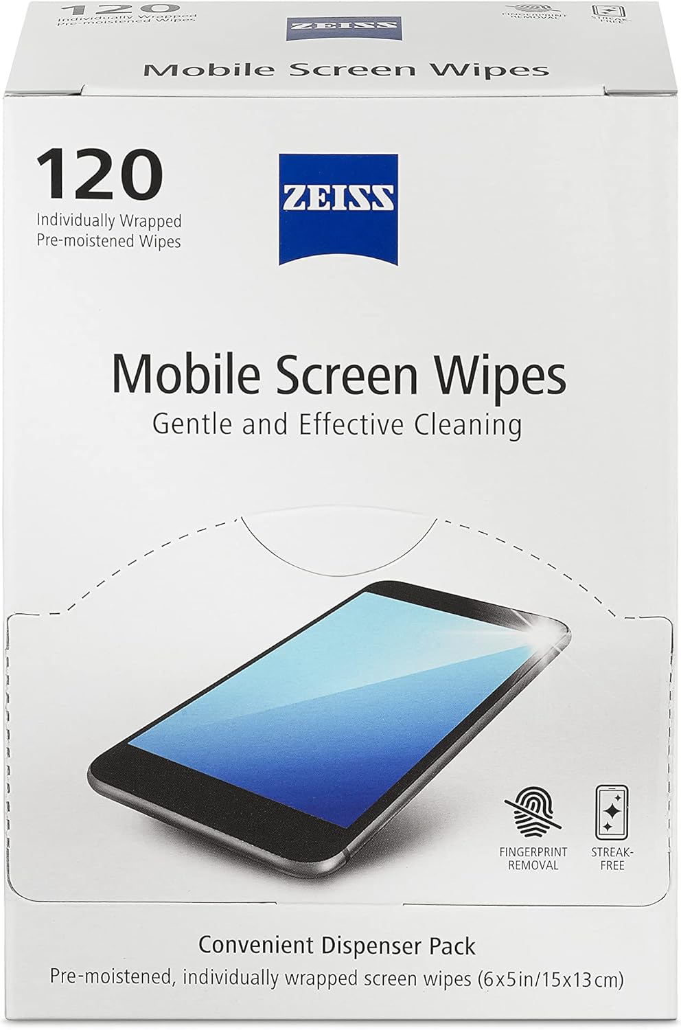ZEISS Pre-Moistened Wipes Screen Cleaner 120 Count