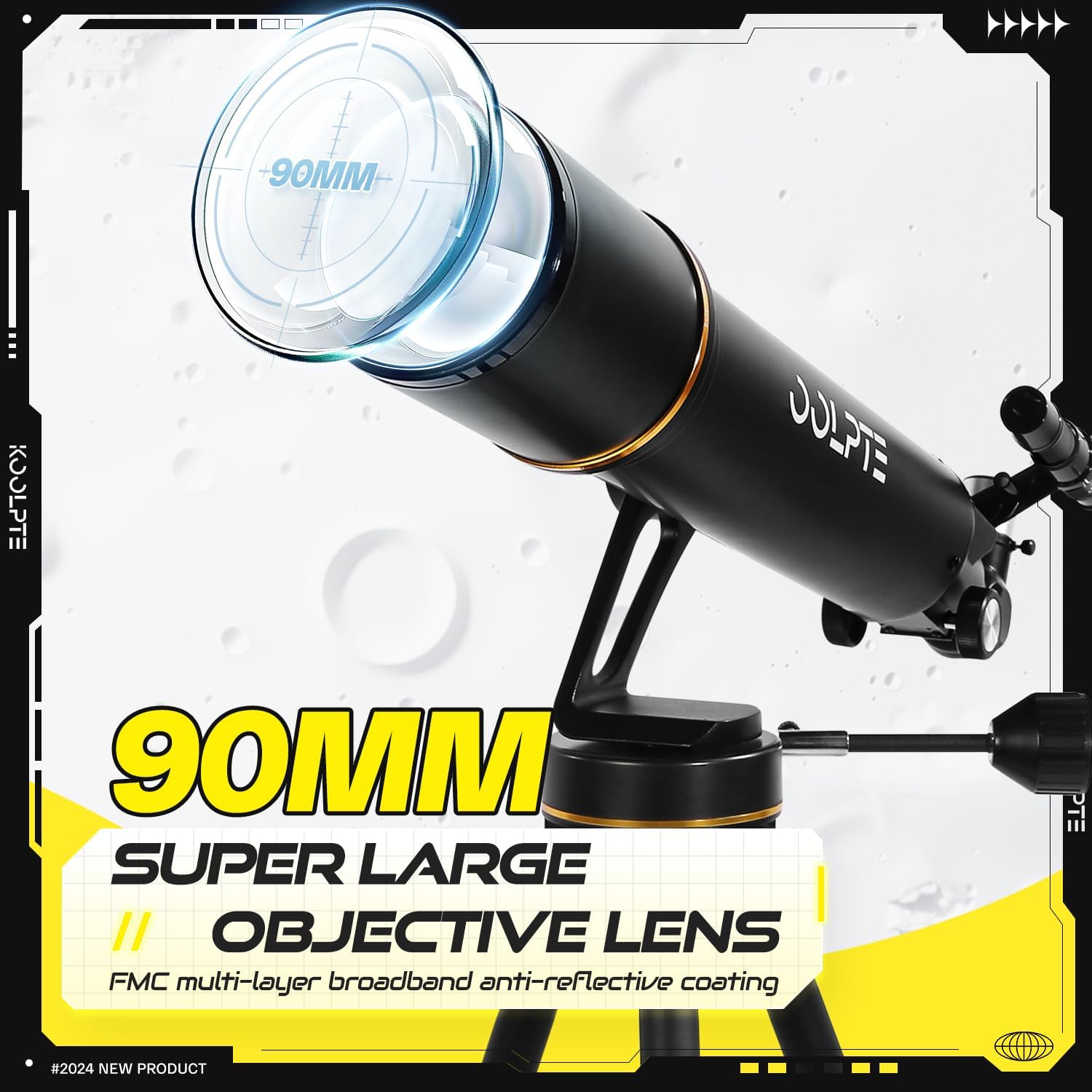 Koolpte 90mm Aperture High Power Telescope with AZ Mounting Base and Accessories