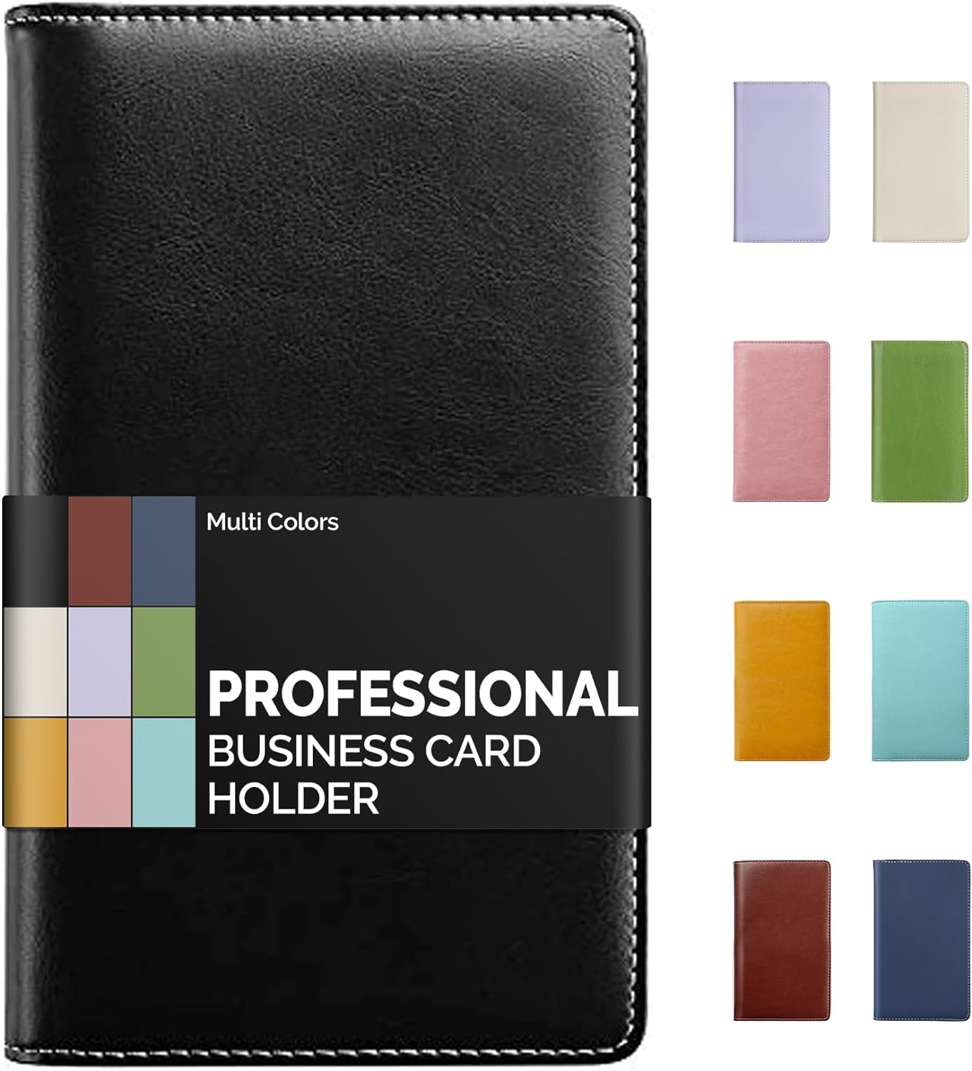 Sooez Leather Business Card Book Holder Organizer 240 Capacity Black