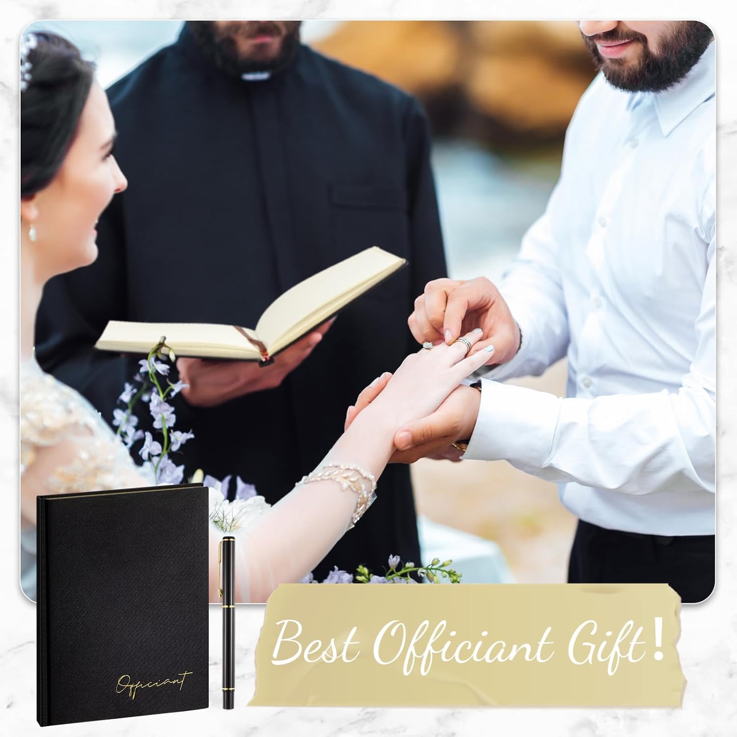 Wedding Officiant Book with Black Ink Pen