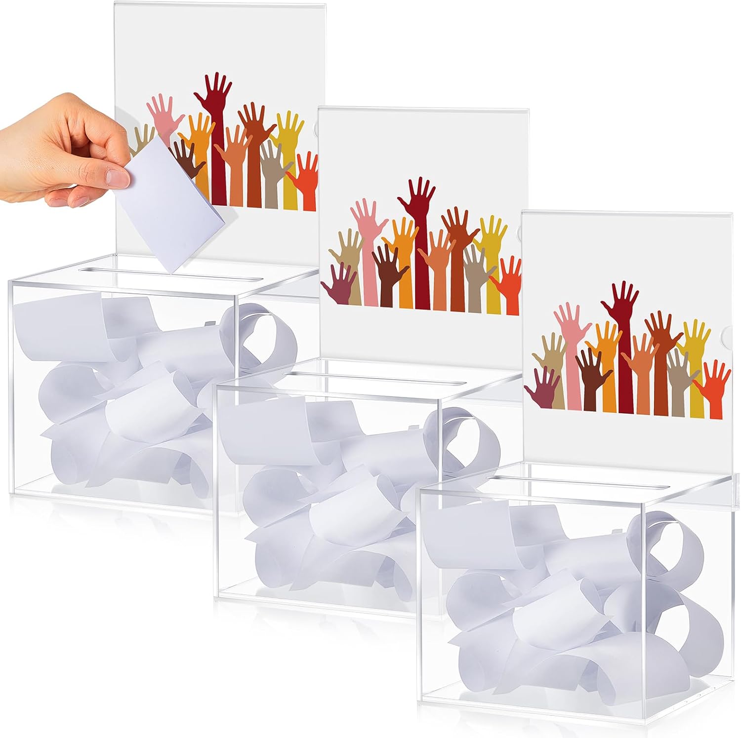 Bucherry 3 Pcs Acrylic Donation Box with Slot and Sign