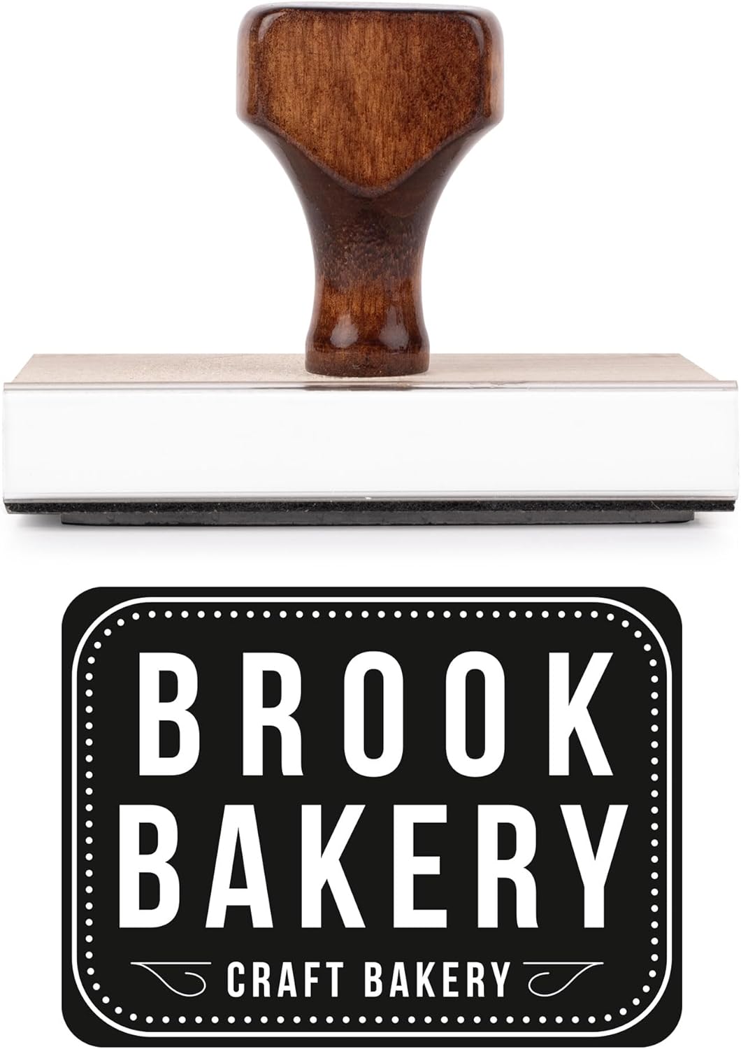 Personalized Rubber Hand Stamp with Wood Handle