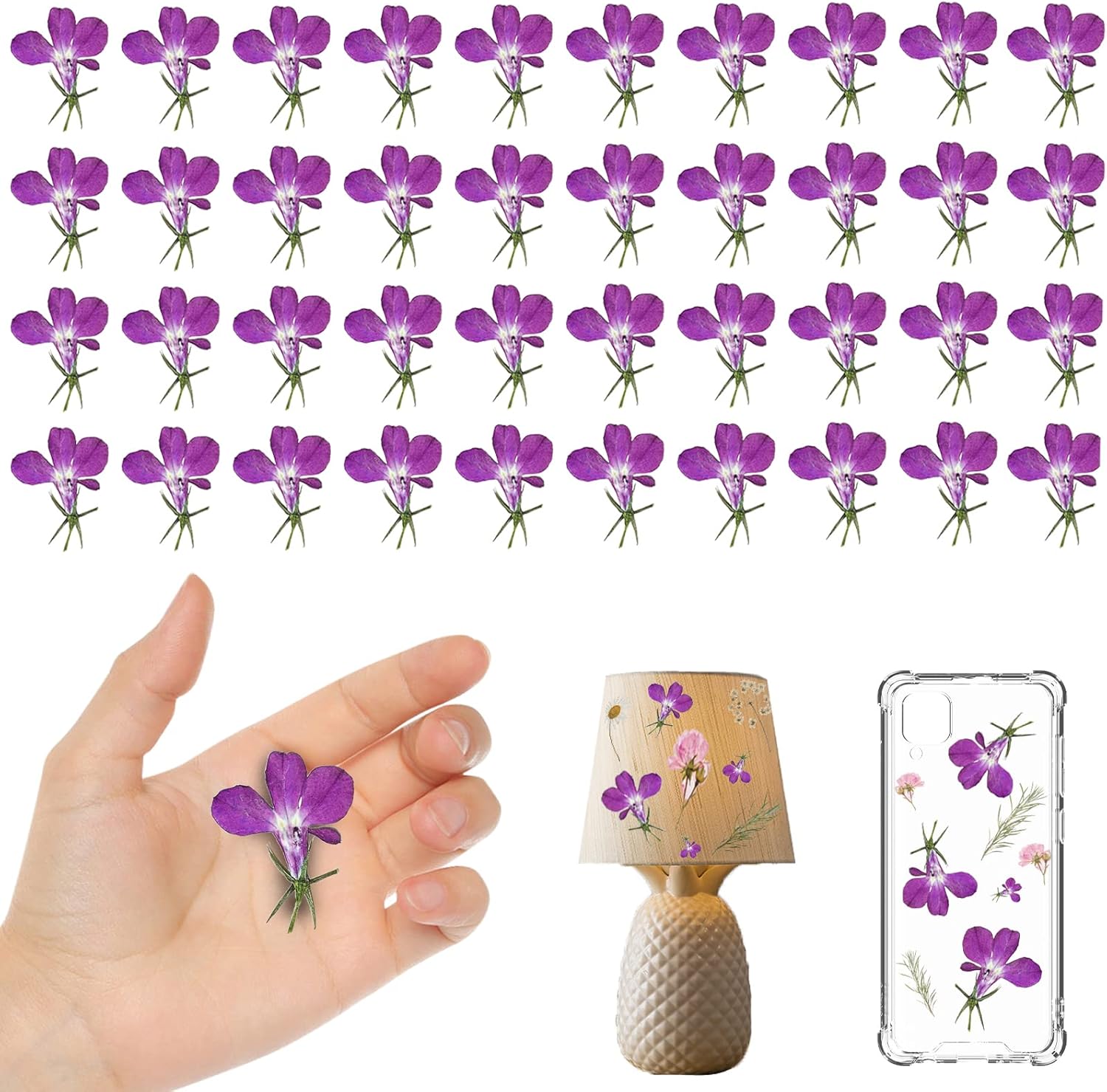 Purple Dried Flowers for Resin Crafts 60PCS