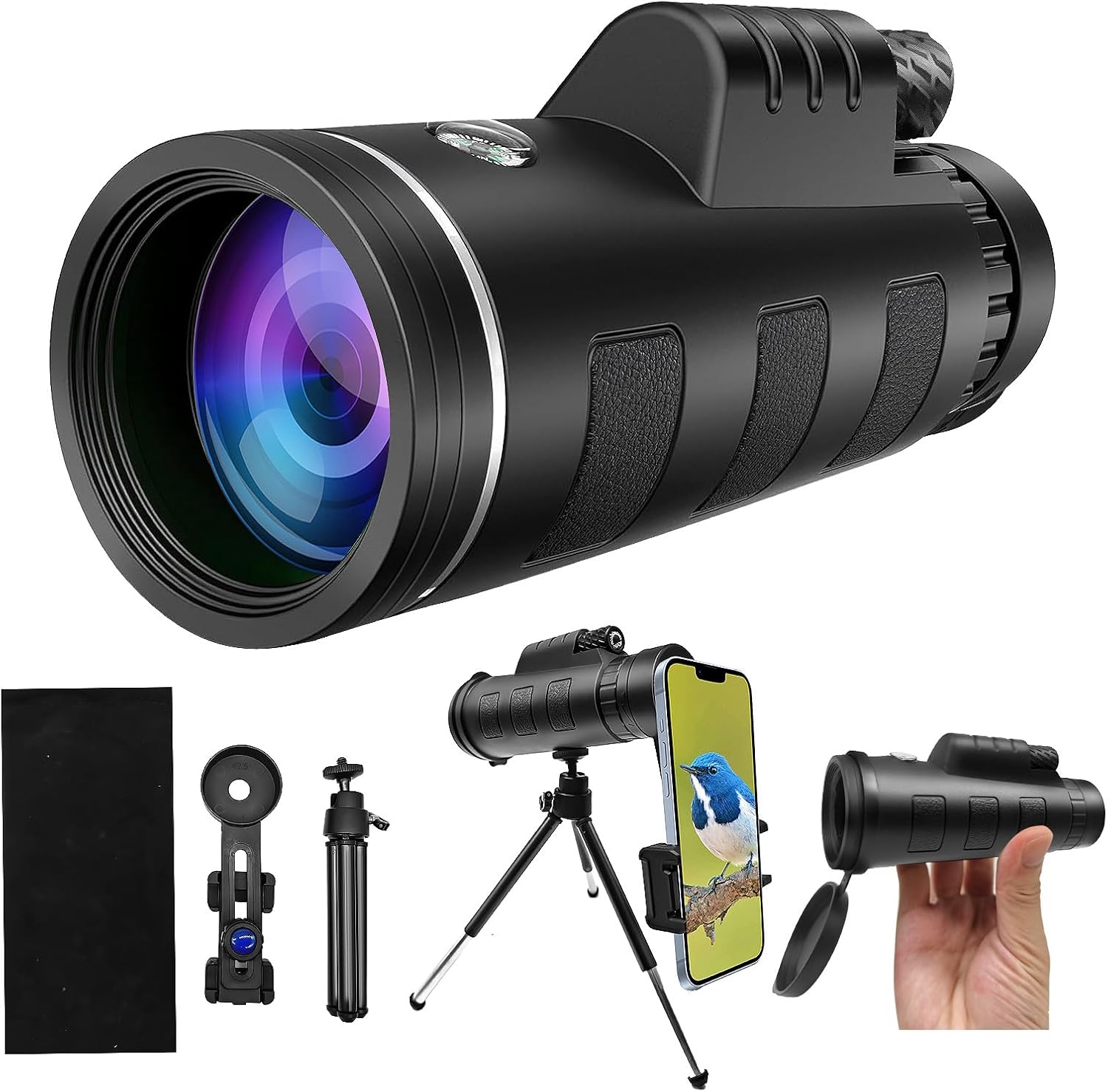YATIME 80x100 HD High Power Monocular with Smartphone Adapter and Tripod
