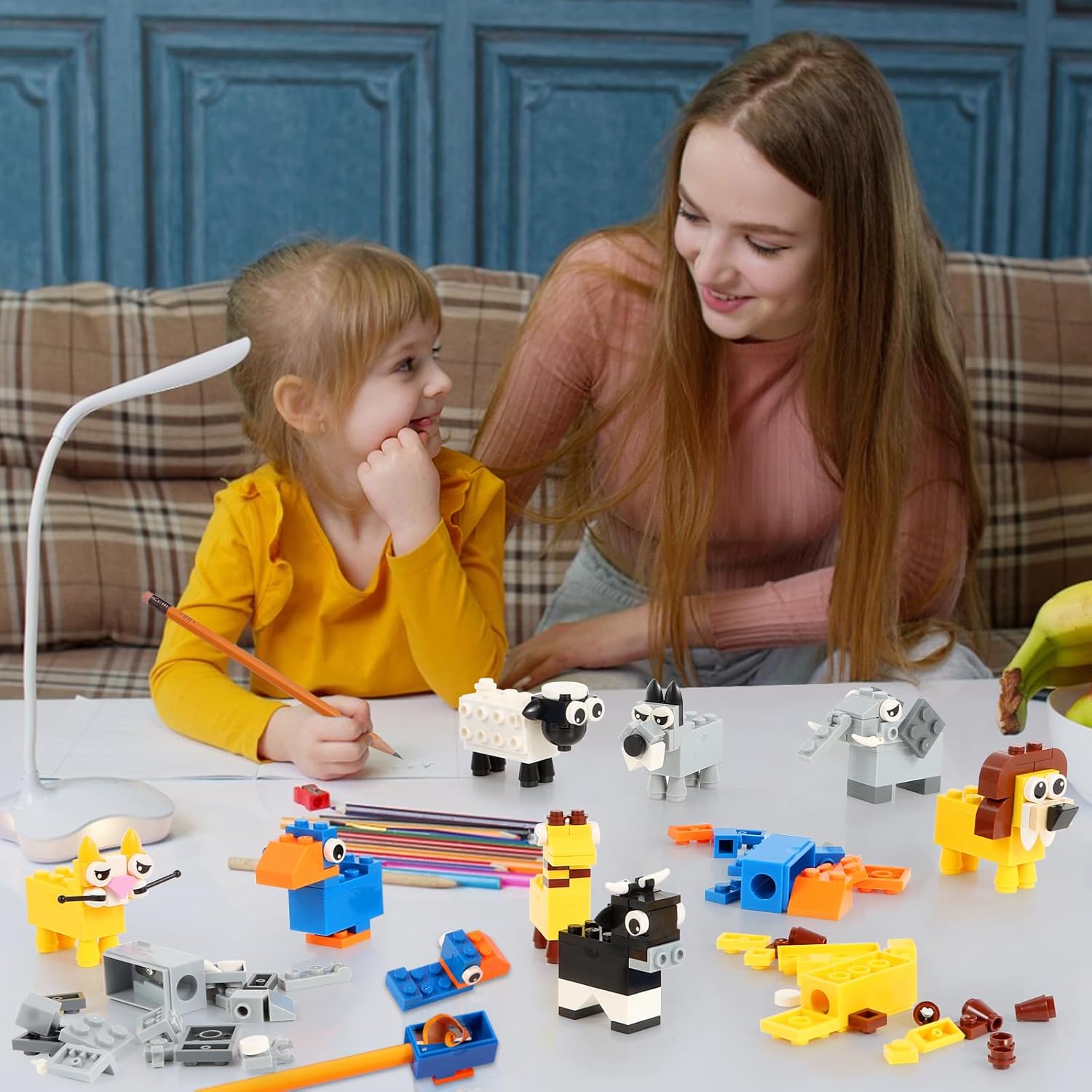 24 Pcs Animal Building Block Pencil Sharpener Set