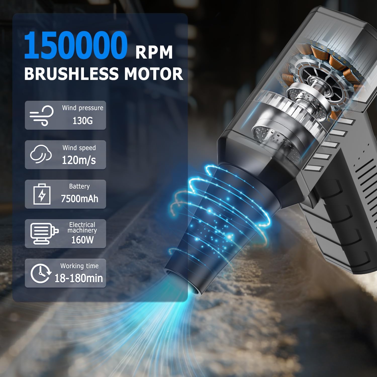 CAGIWIRU Compressed Air Duster - Mini Blower Turbo Fan 150000RPM Cordless