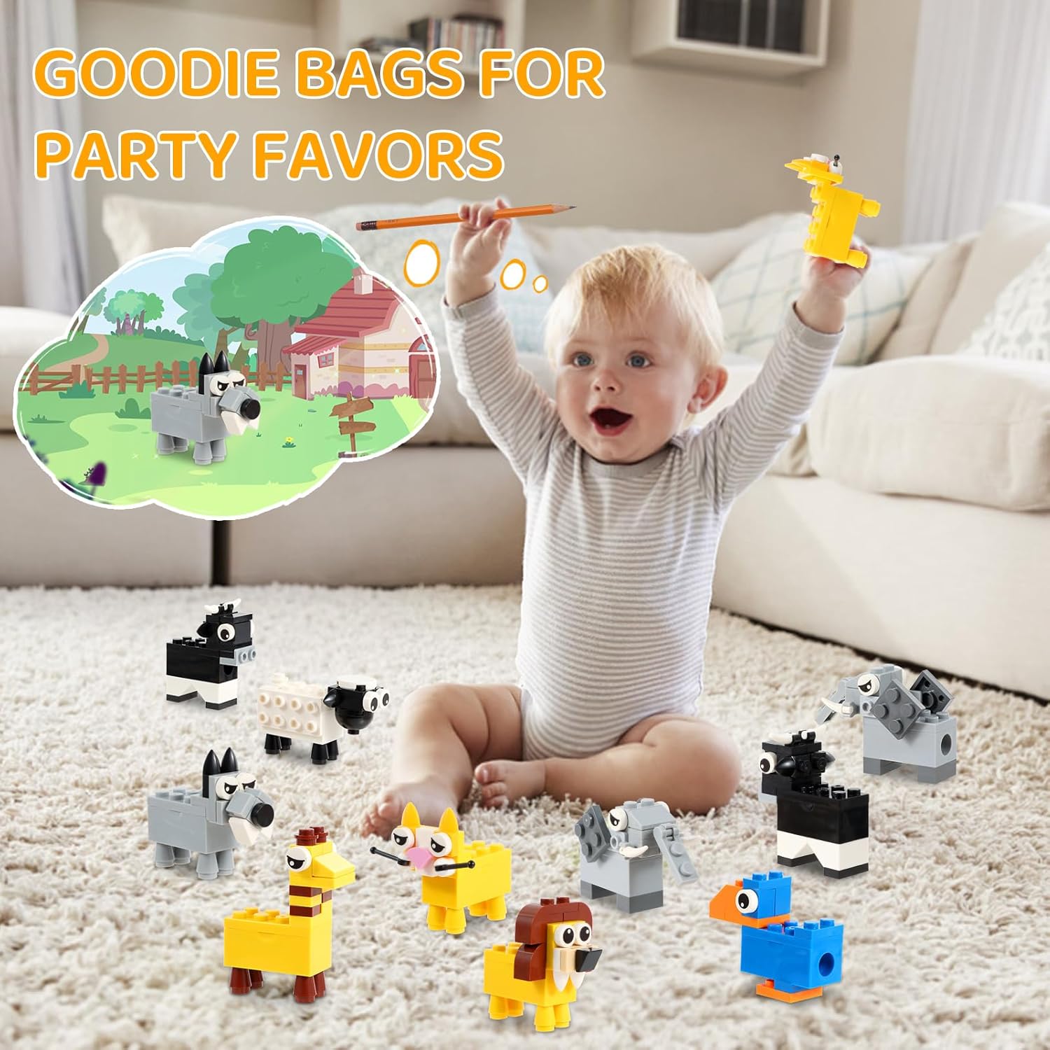 24 Pcs Animal Building Block Pencil Sharpener Set
