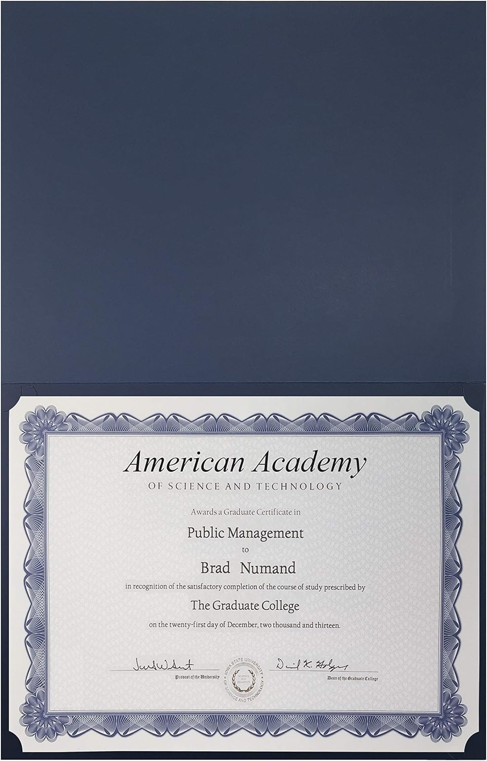 25 Pack Navy Blue Certificate Holders with Gold Foil Border