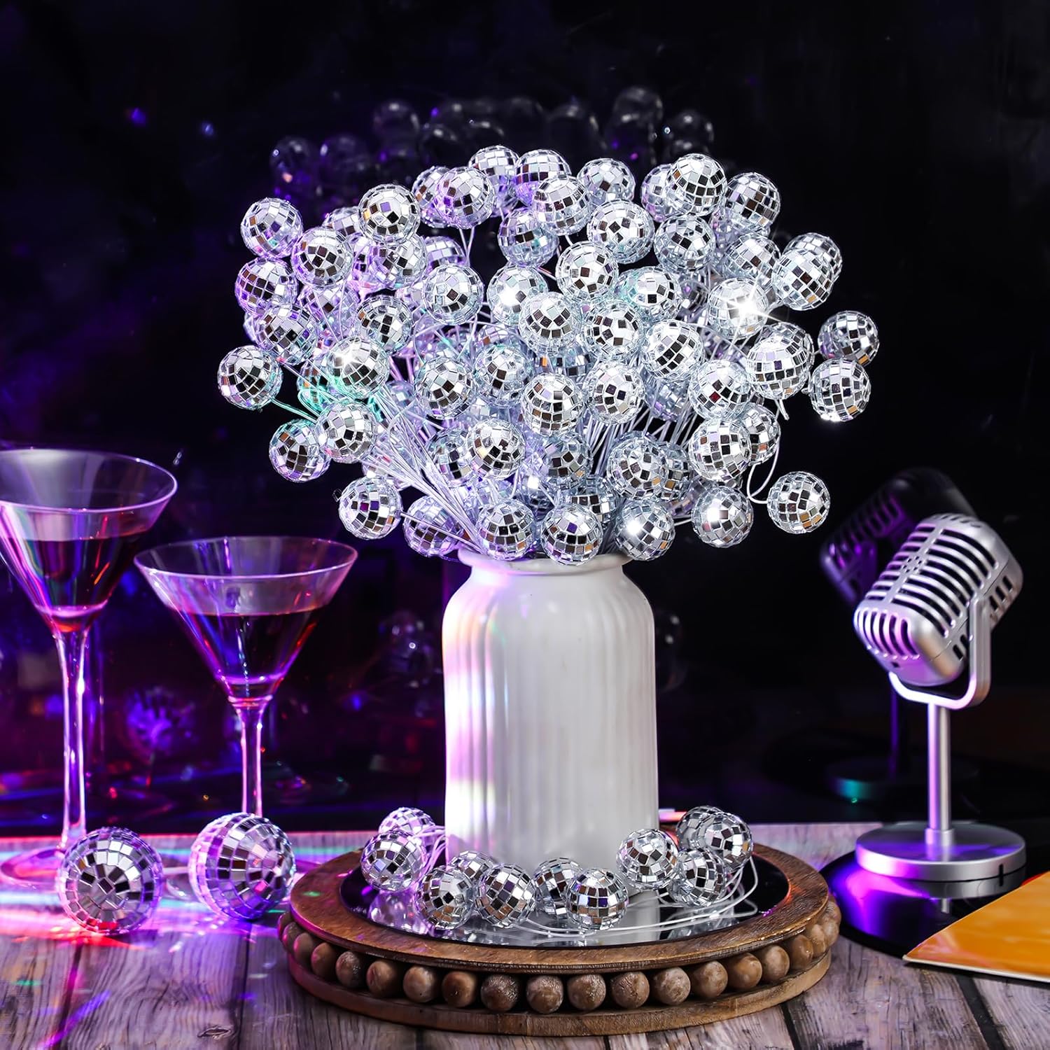 Knitgrip 20 Pcs Silver Glitter Disco Stems