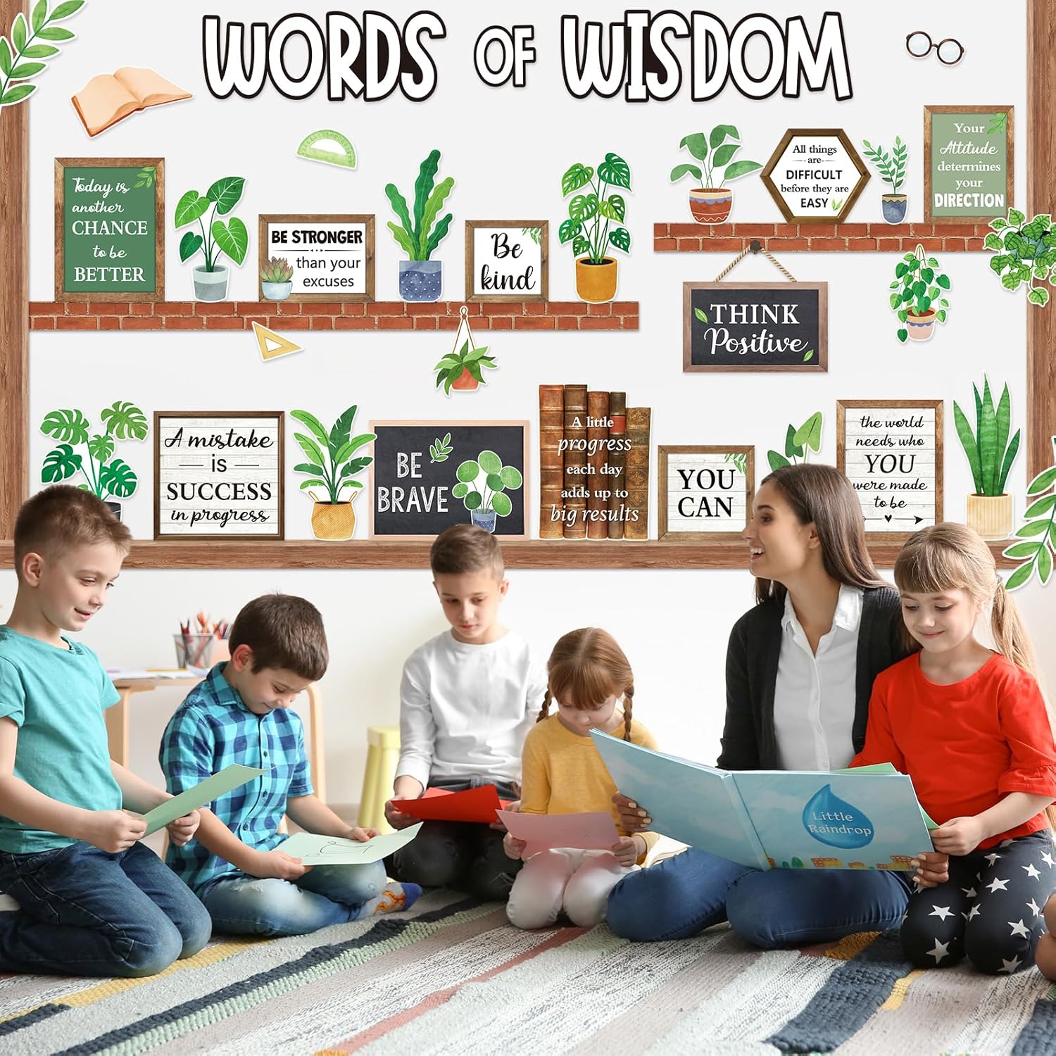 57 Pcs Plant Bulletin Board Set for Classroom Decoration
