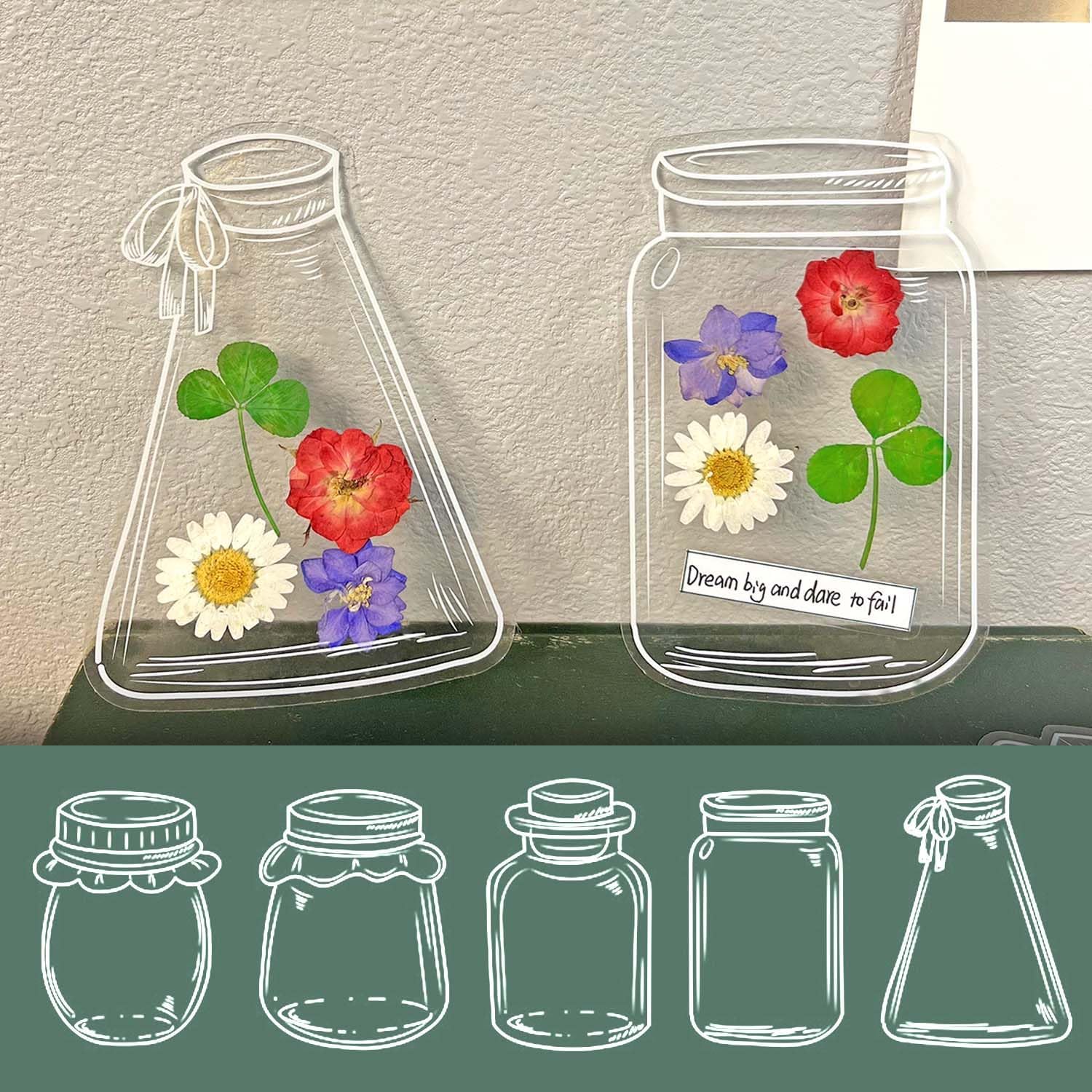 Krinisou Dried Flower Bookmark Kit 20pcs DIY Transparent Bookmarks