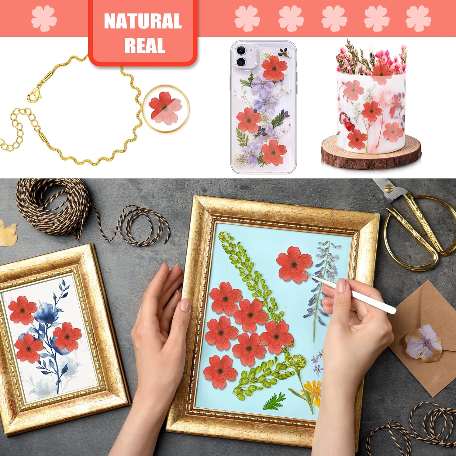 Red Dried Cherry Blossom Flowers for Resin Crafts 60PCS