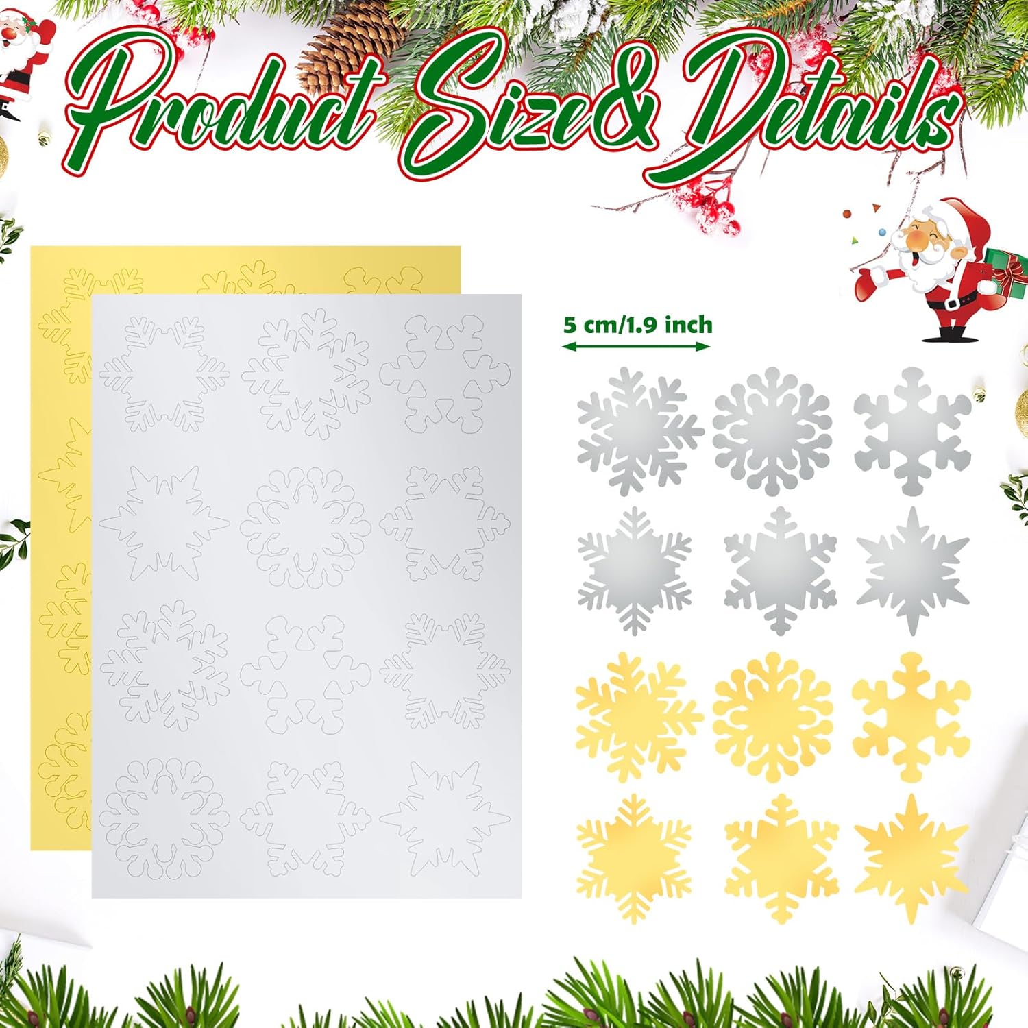 360 Pcs Snowflake Christmas Envelope Seal Stickers Gold Silver