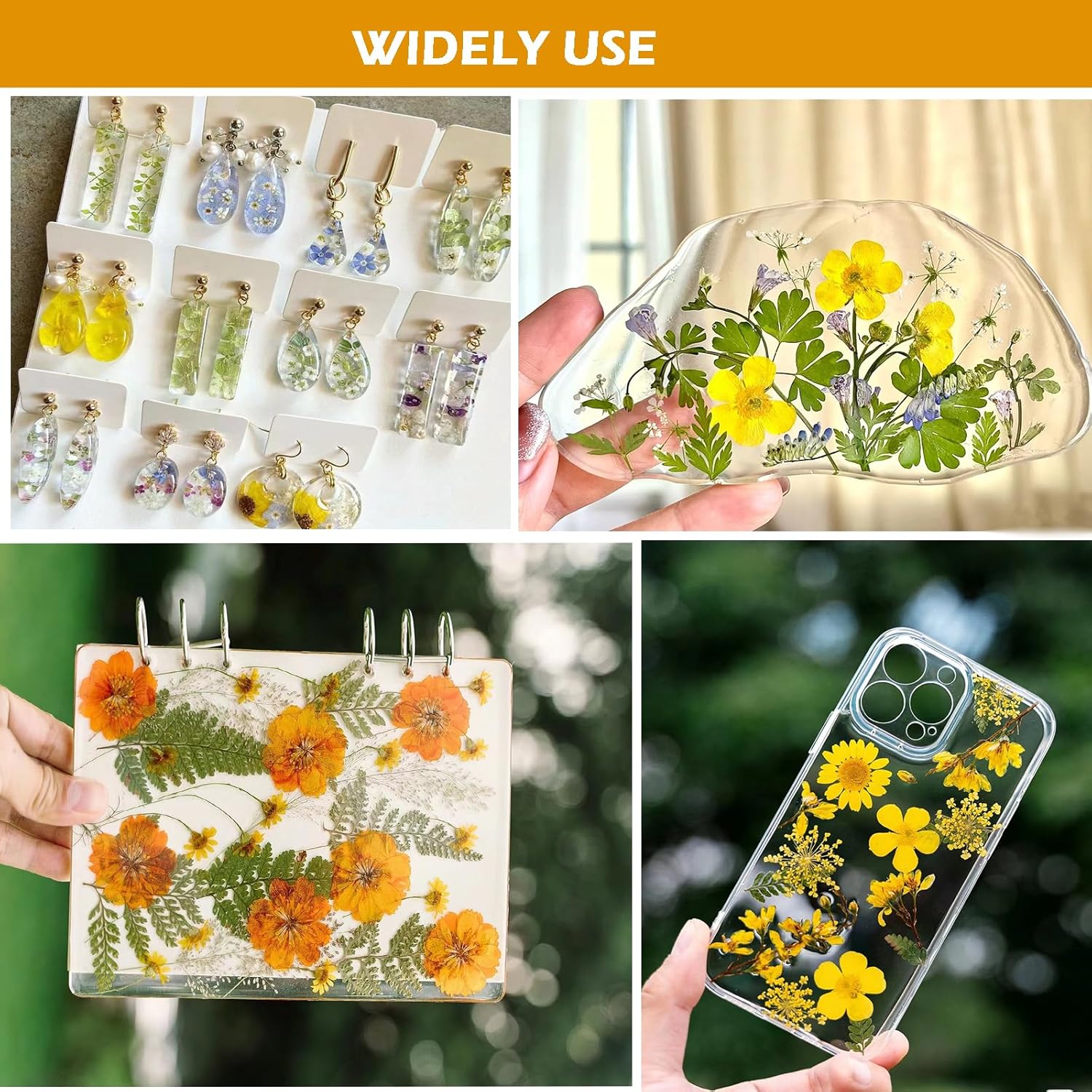 Dried Pressed Flowers for Resin and Crafts Orange