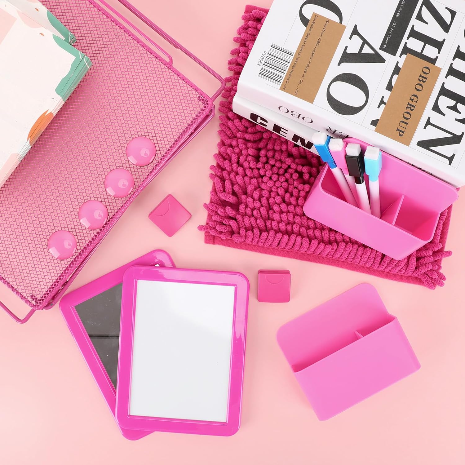 15 Pcs Pink Locker Organizer Kit for Girls Back to School Essentials