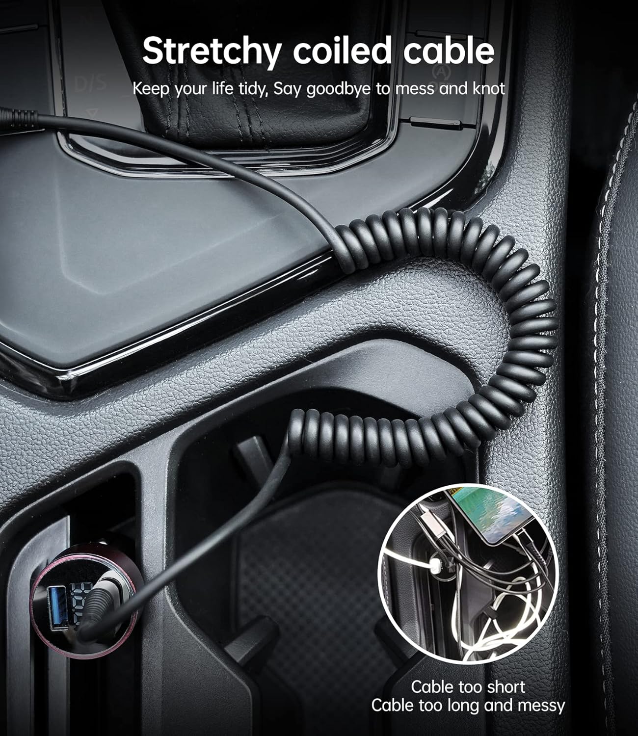 PRAKIE 2Pack USB C 3ft Coiled Charge Cable