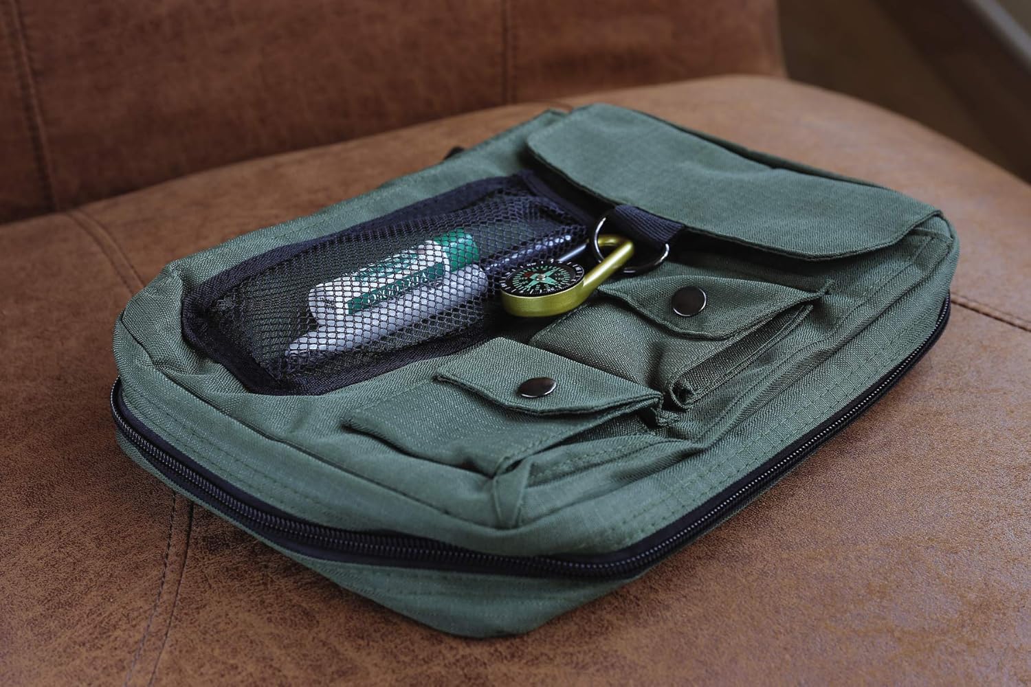 Compass Bible Cover with Zipper and Handle