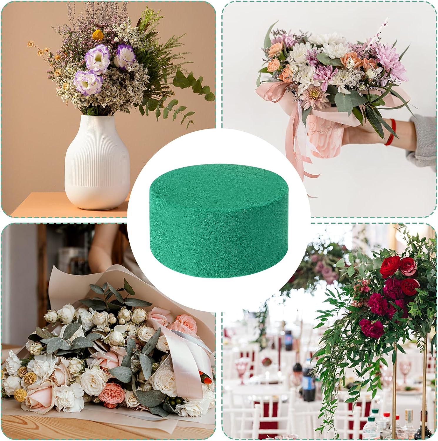 4Pcs Round Floral Foam Blocks for Flower Arrangements