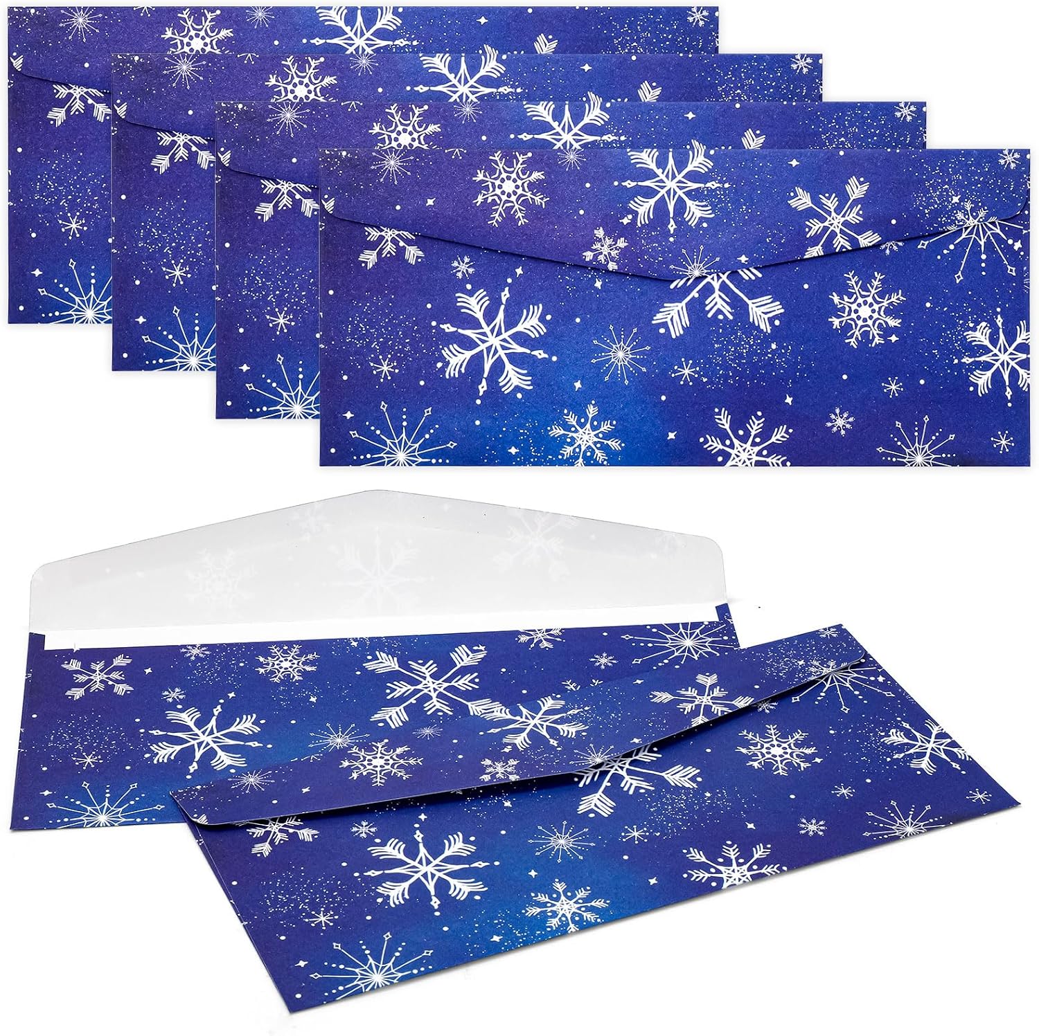 Whaline 150Pcs Christmas Money Envelope Blue White Snowflake
