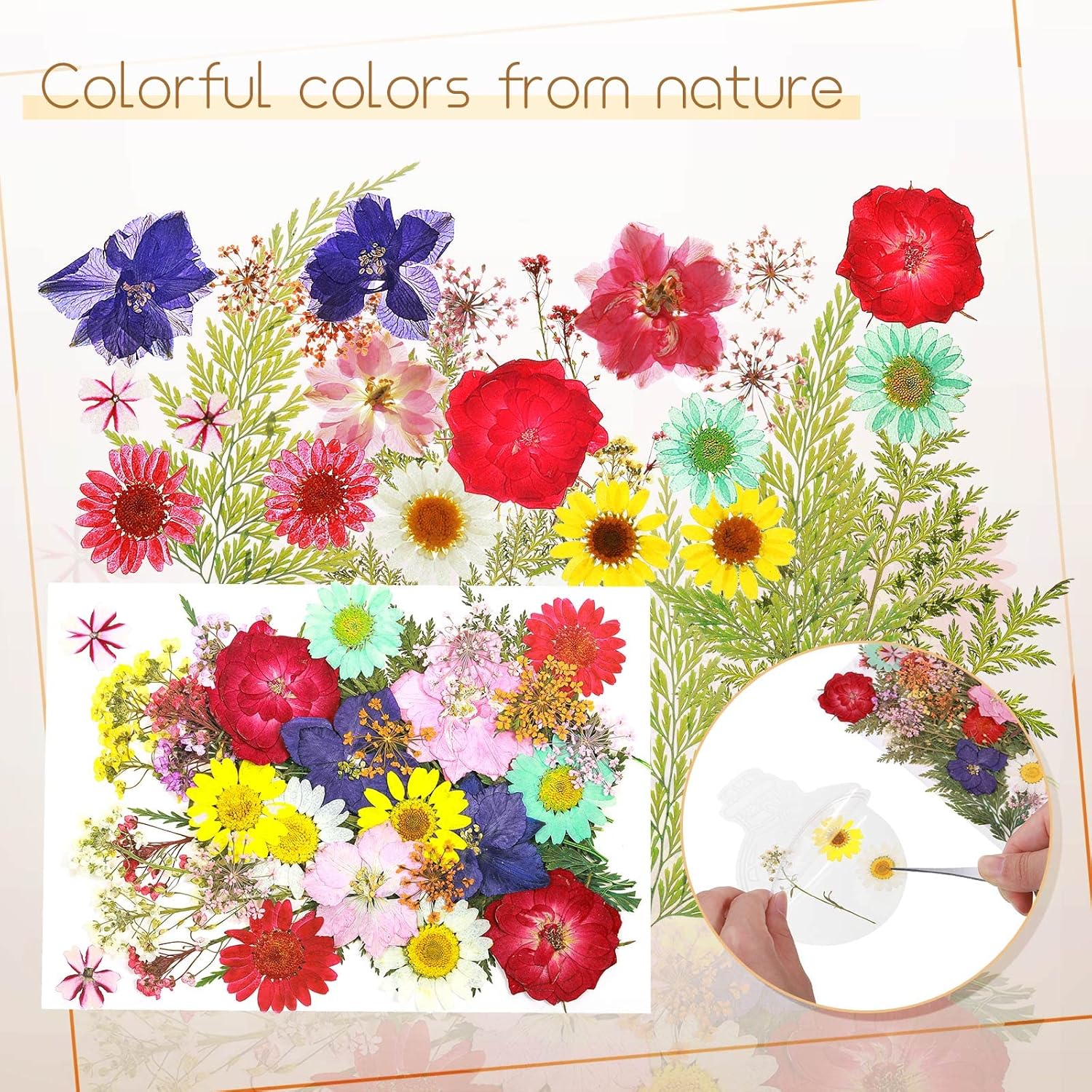 TaoBary 91 Pcs Transparent Dried Flower Bookmark Set with Butterflies Tassels and Tweezer