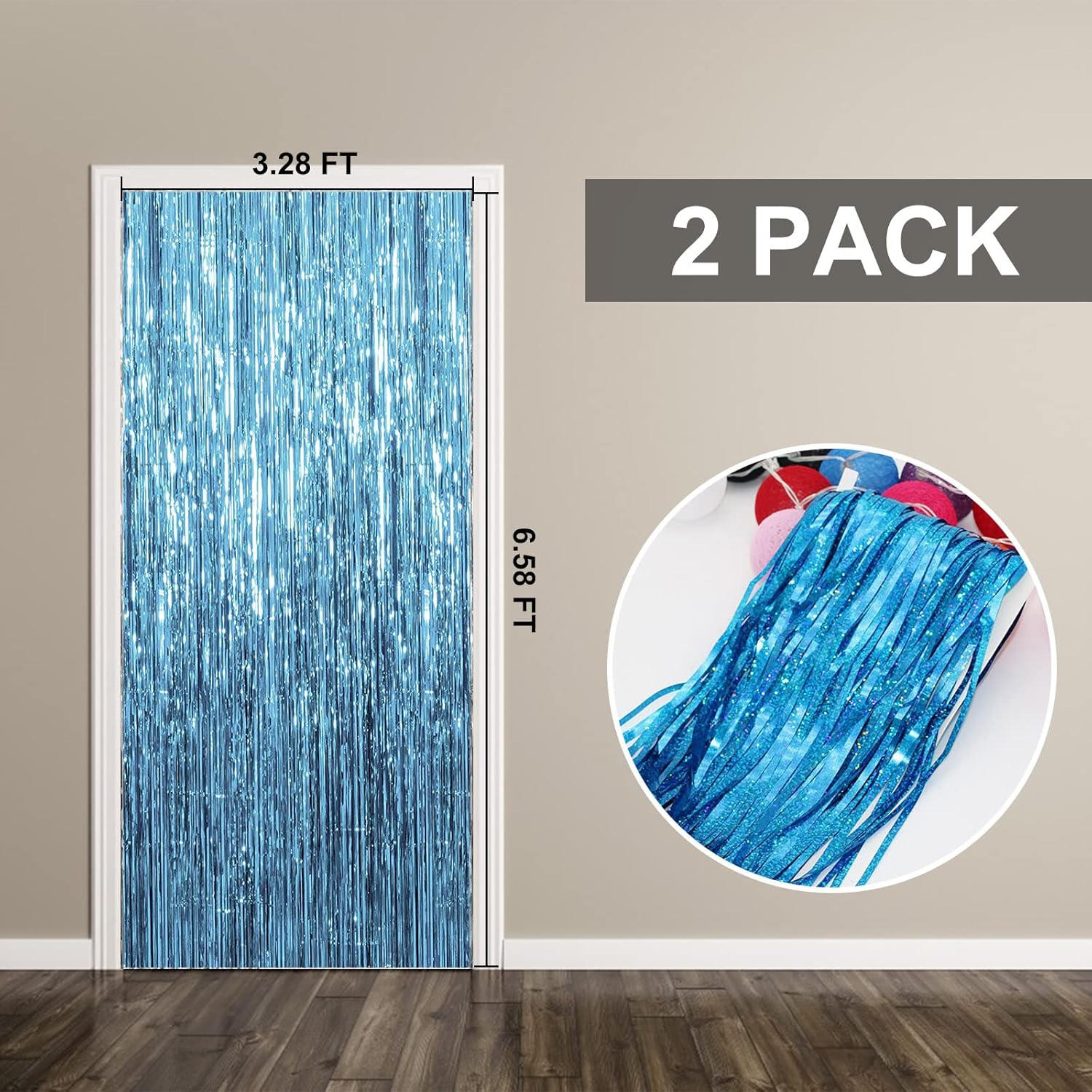 2 Pack Blue Foil Backdrop for Ocean Party Decor