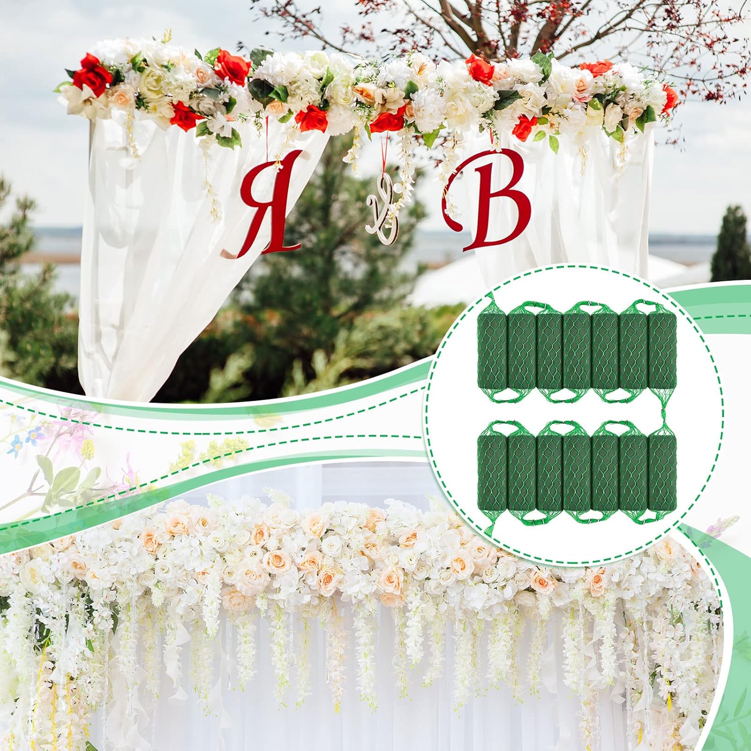 42 Pcs Floral Foam Garland 276ft for Decorations