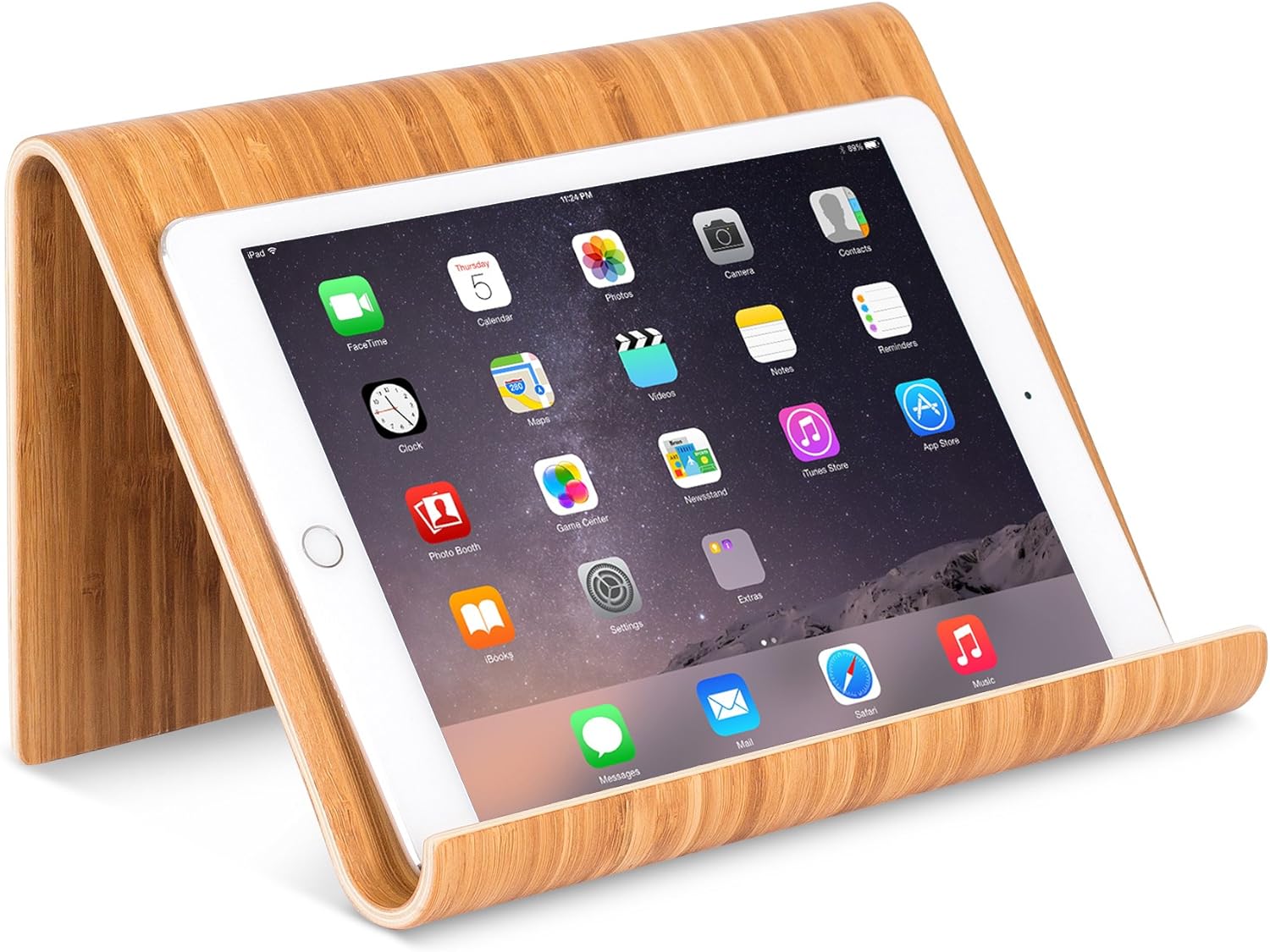 Bamboo Tablet Holder Stand - Adjustable Natural Wood Design