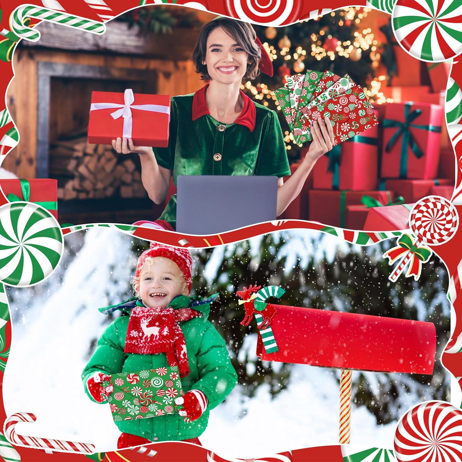 TaoBary 160 Pack Stationery Set with 10 Christmas Candy Designs