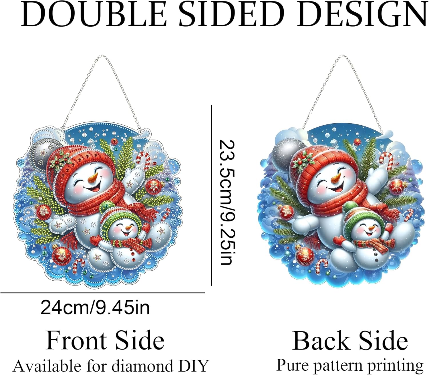JJFox Diamond Art Painting Kit Snowman Wreath