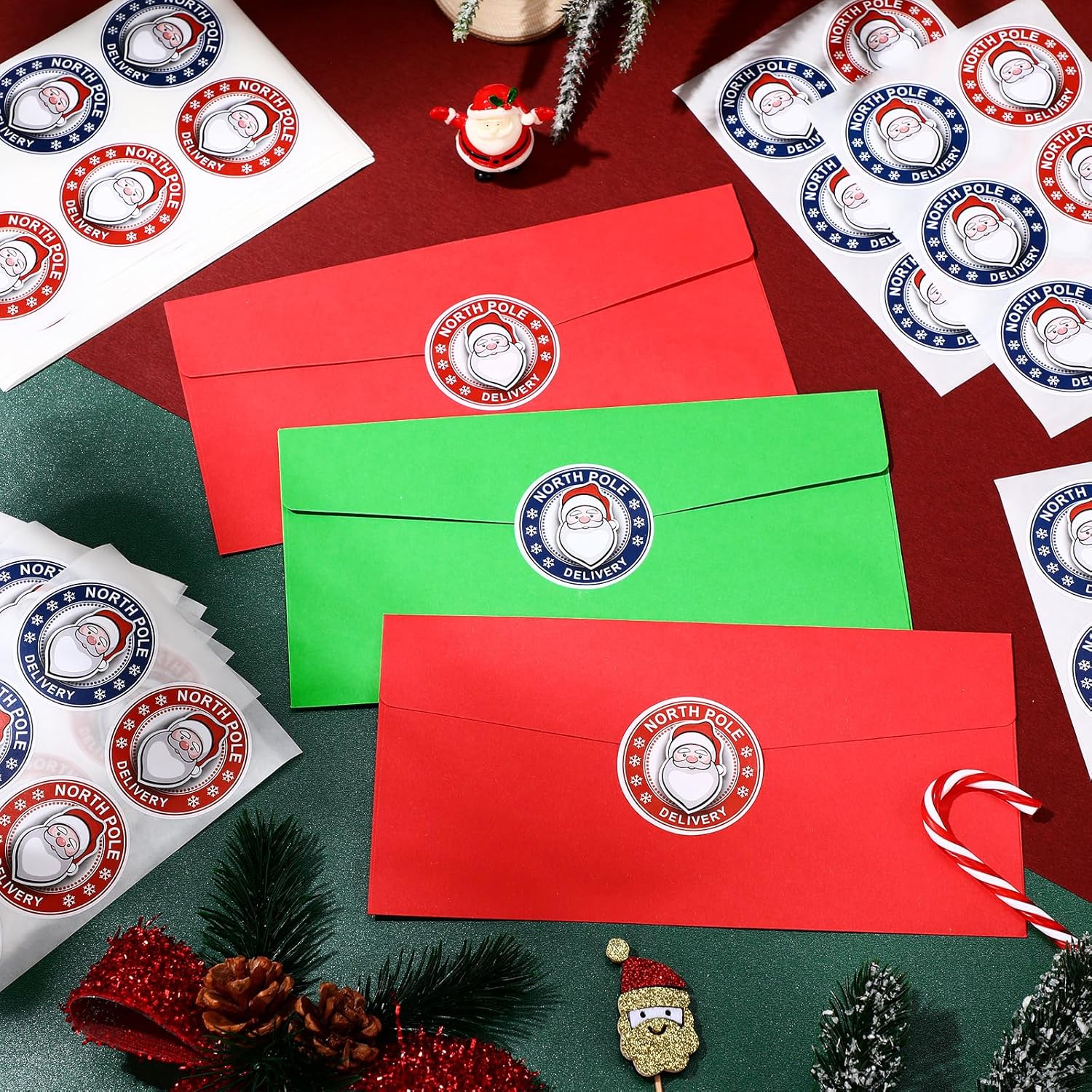 Fullhawl 360 Pcs Christmas Envelope Seals 2 Inch Santa Stickers