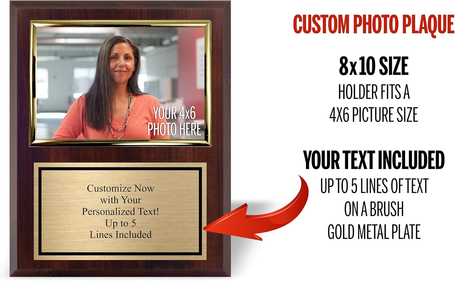 Personalized 8x10 Photo Plaque with Gold Frame