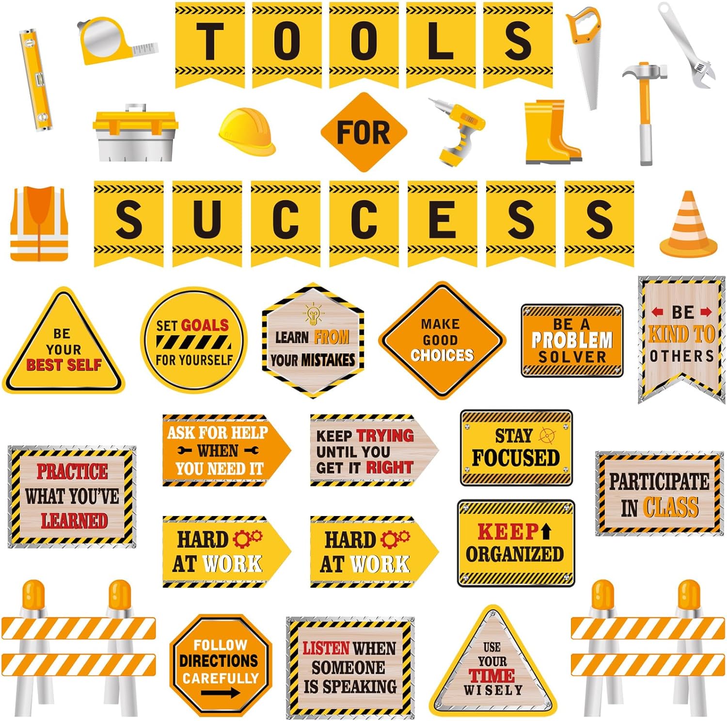 Outus 47 Pcs Construction Bulletin Board Set