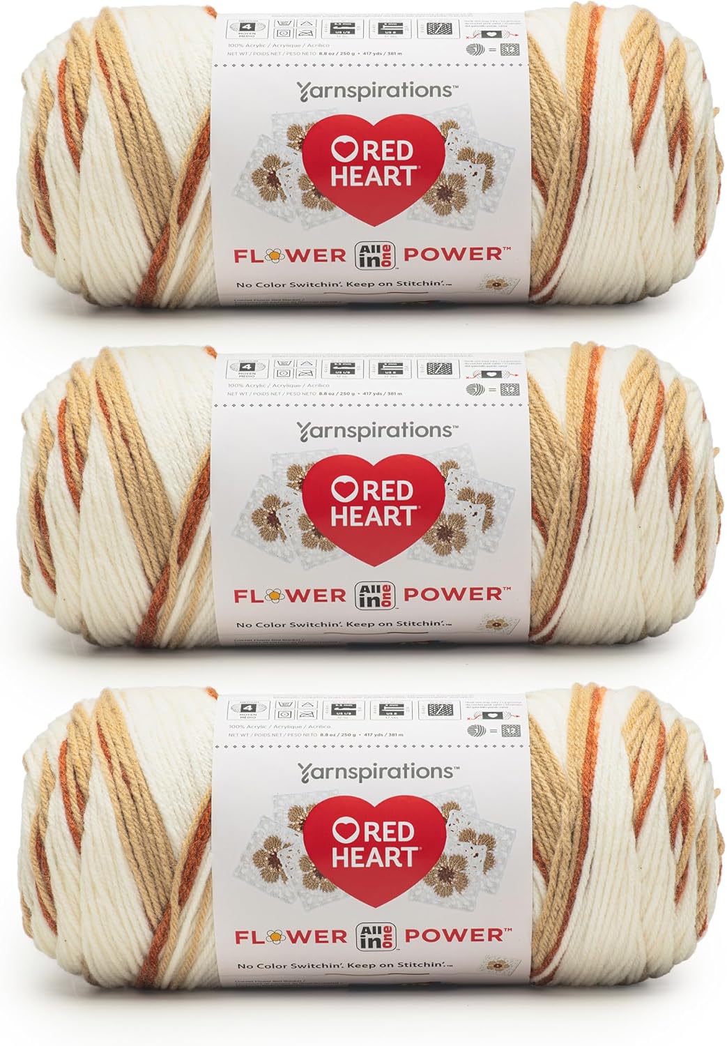 Red Heart All in One Flower Power Yarn 3-Pack