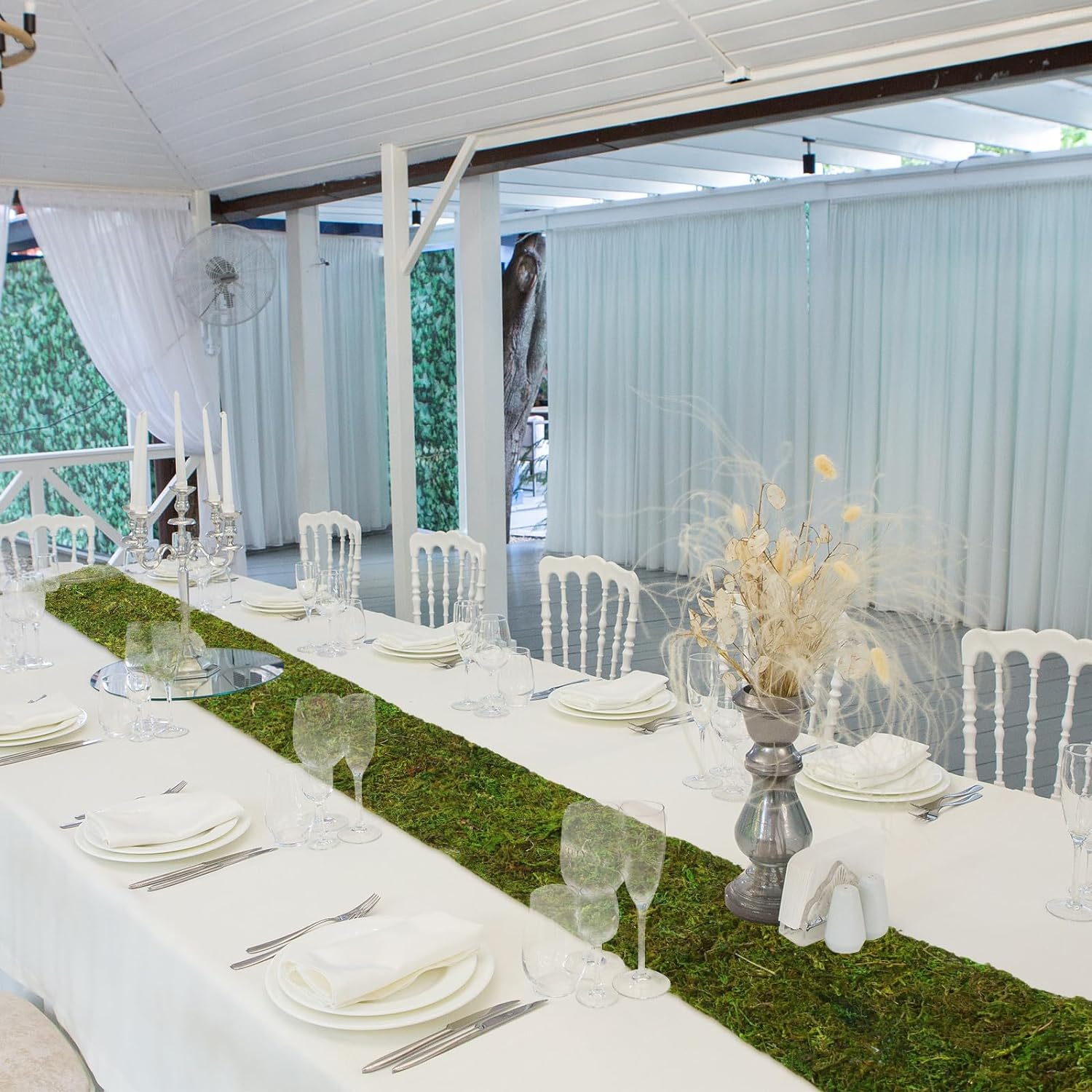 Jutom Dried Moss Table Runner for Decor and Crafts