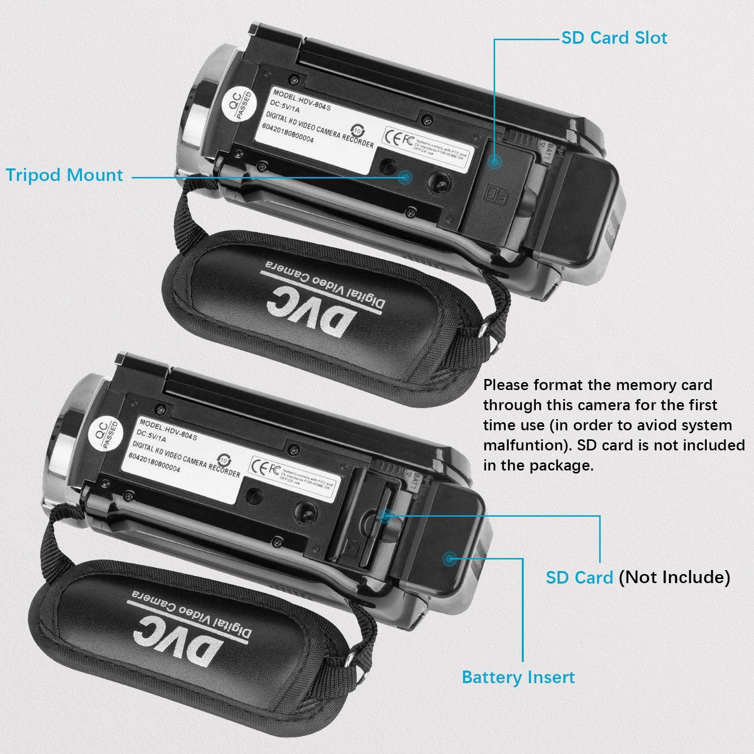 Kimire Full HD 1080P Camcorder with 2 Batteries