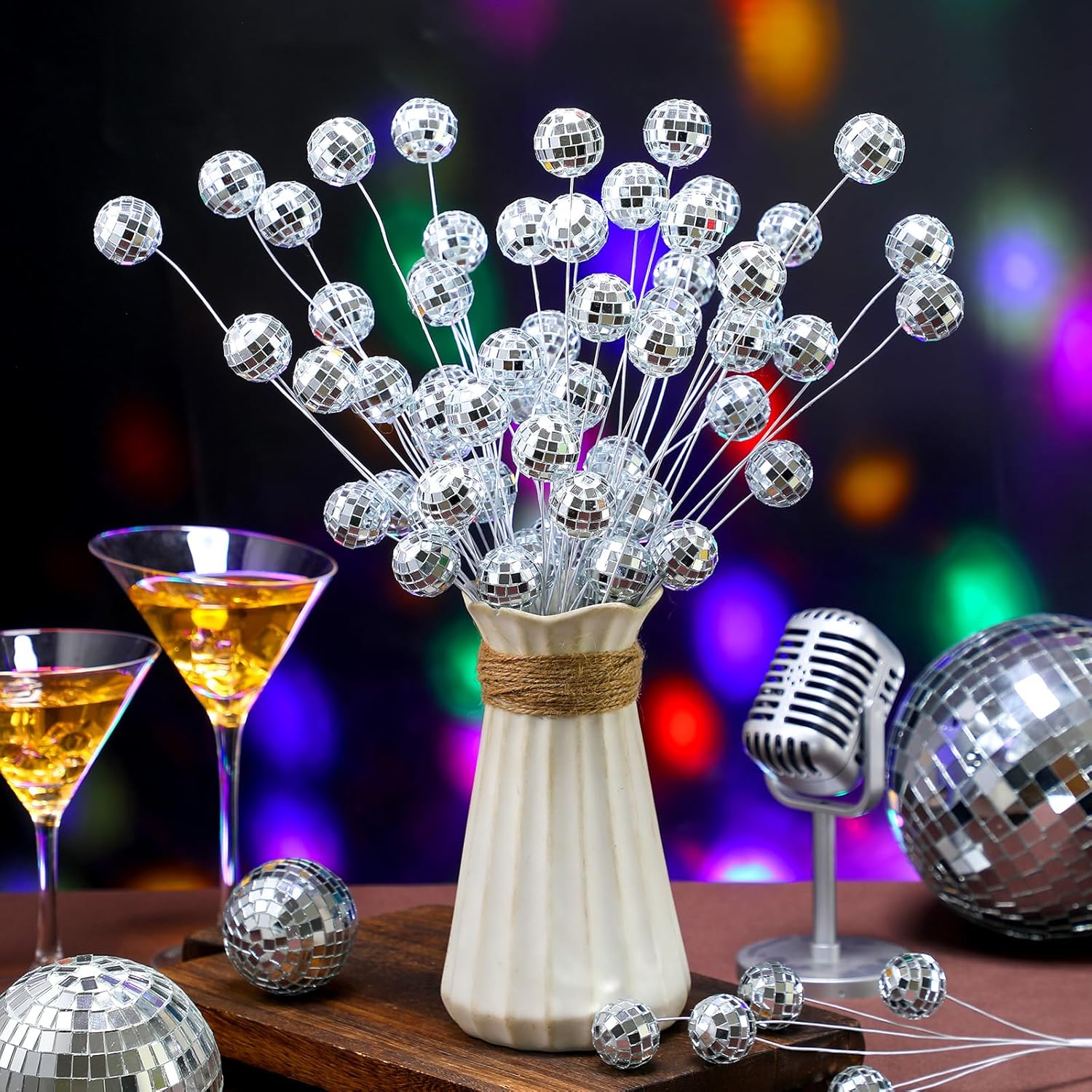 Knitgrip 20 Pcs Silver Glitter Disco Stems