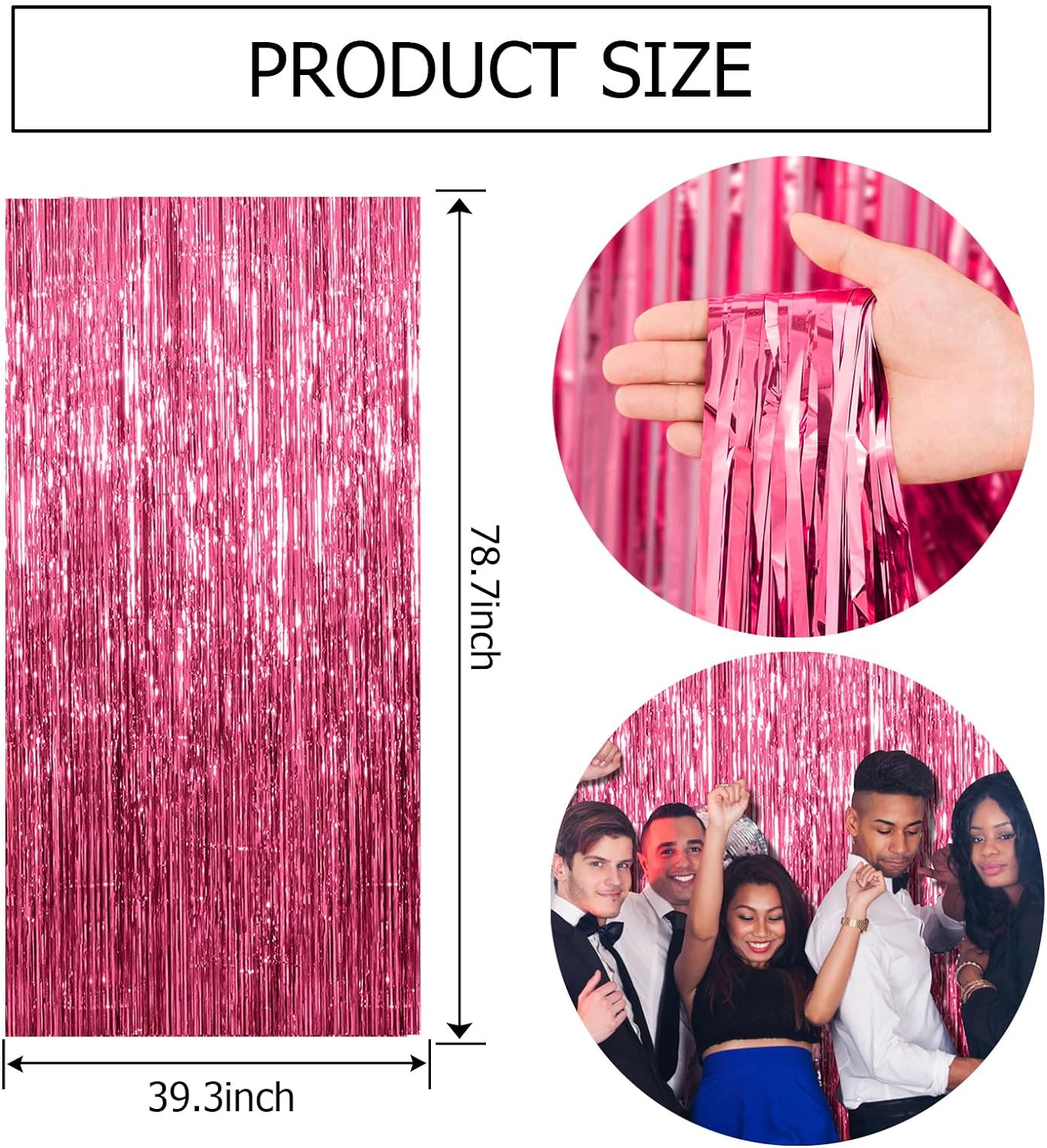 2 Pack Pink Tinsel Backdrop Party Decorations