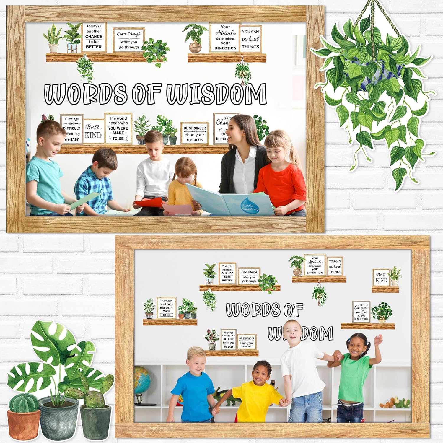 Qilery Bookshelf Bulletin Board Set for Classroom Decor