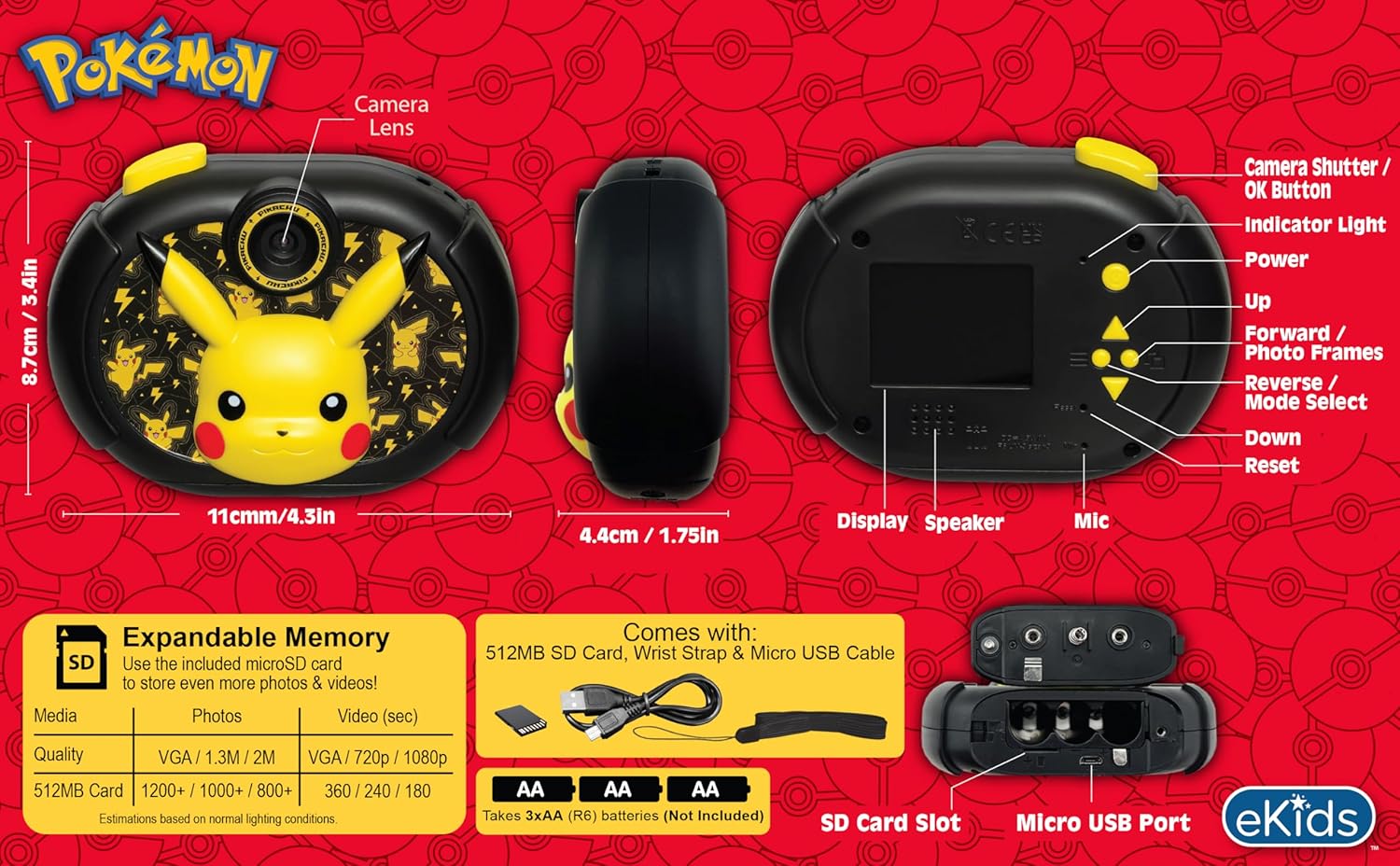 ekids Pokemon Kids Camera with SD Card