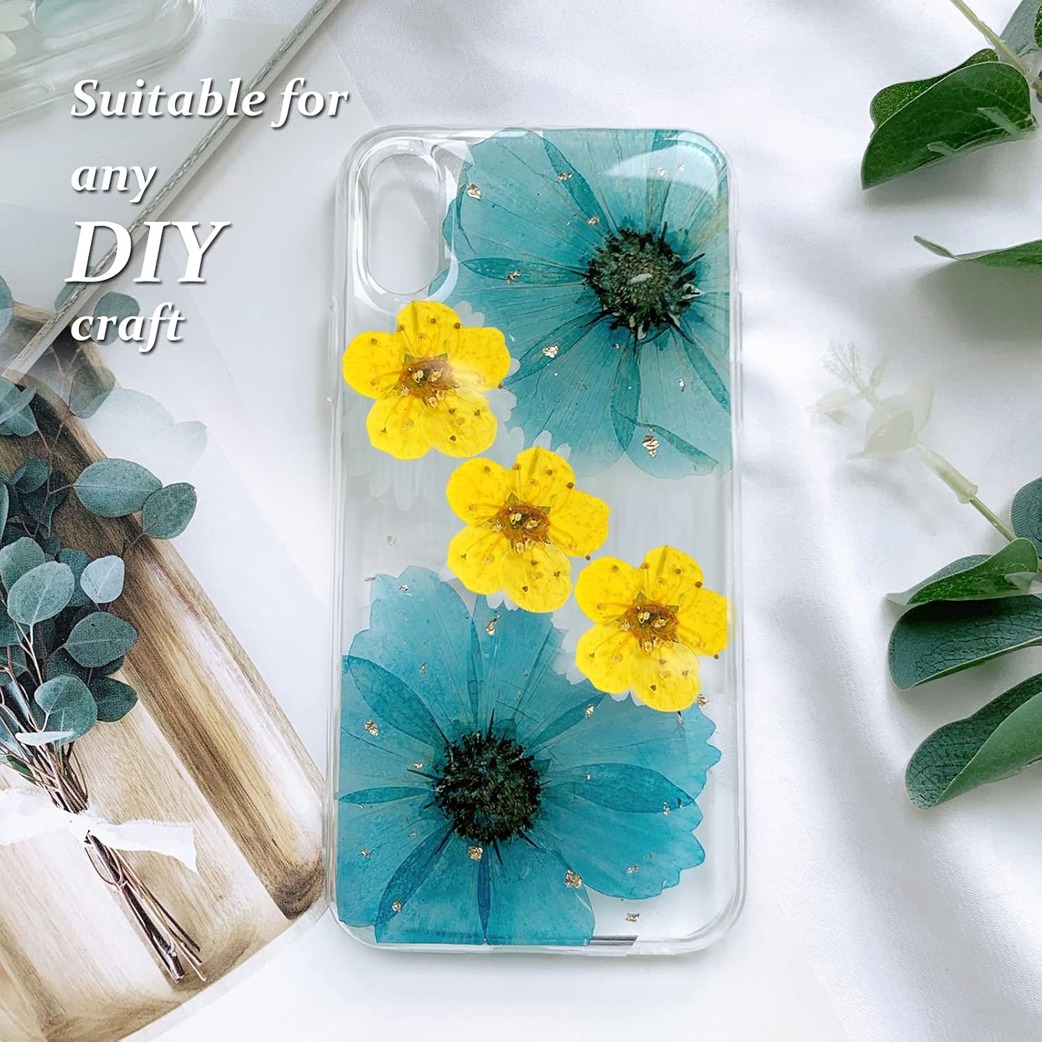 Pressed Dried Flowers 60PCS Yellow Plum Blossom for Resin Crafting and Scrapbooking
