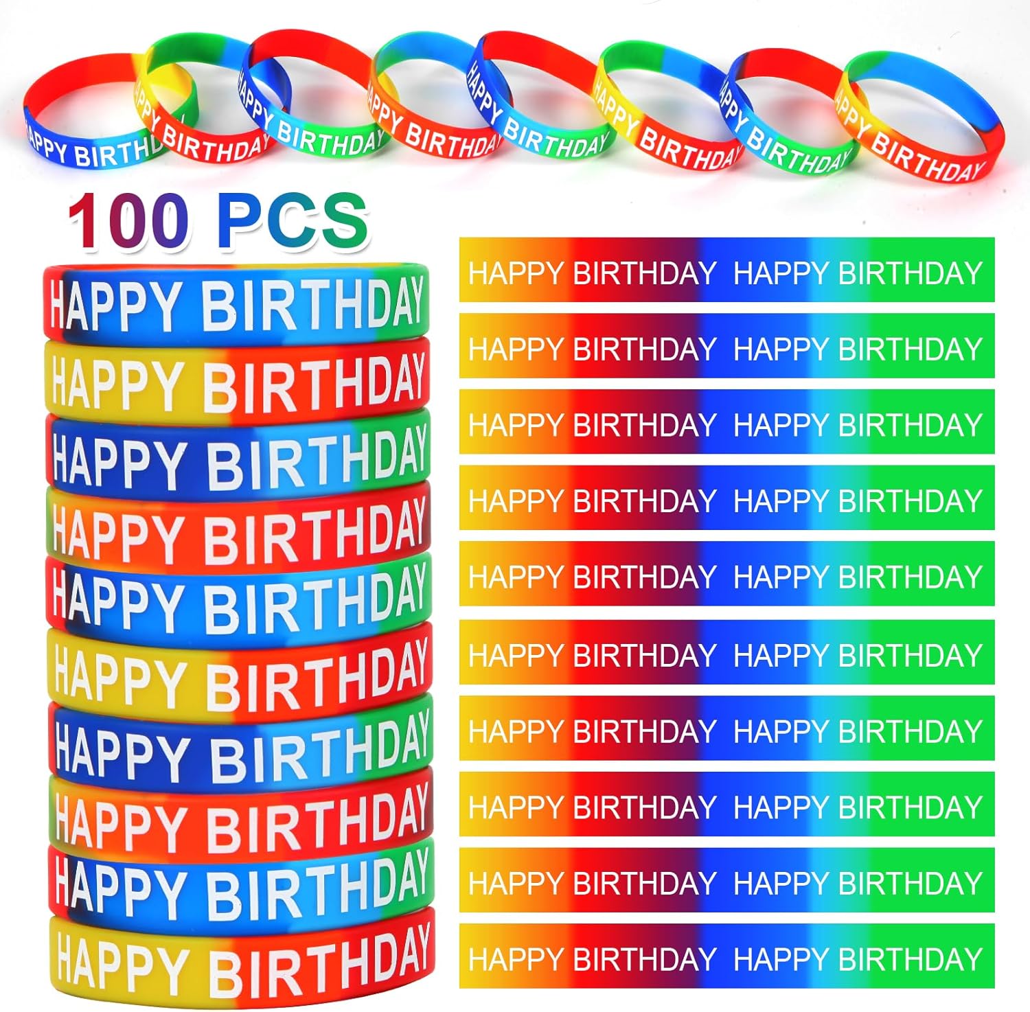 500 Piece Happy Birthday Gift Set with Pencils Bracelets Bookmarks and Stickers