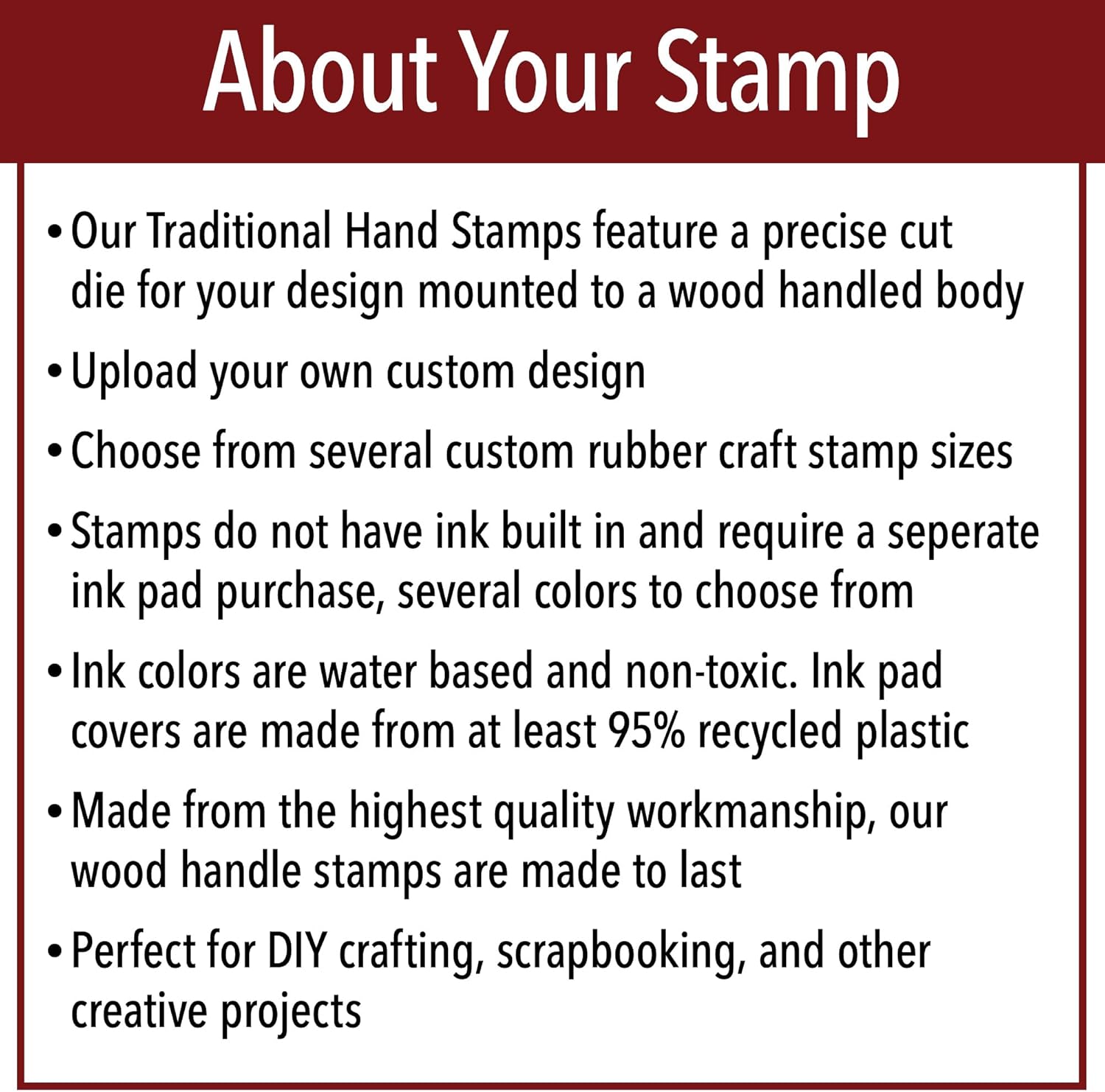 Personalized Rubber Hand Stamp with Wood Handle